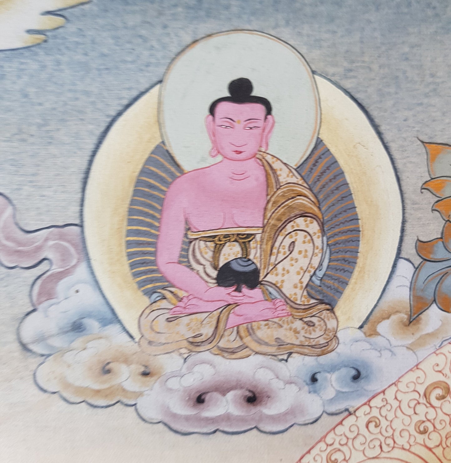 135. Vajrasattva Consort Tibetan Thangka (Thanka) Painting. Free Brocade / Free Shipping.