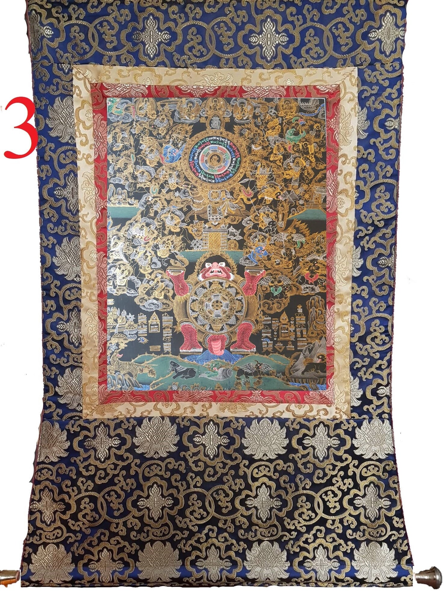 123. Tibetan Calendar Thangka (Thanka). Free Brocade / Free Shipping.