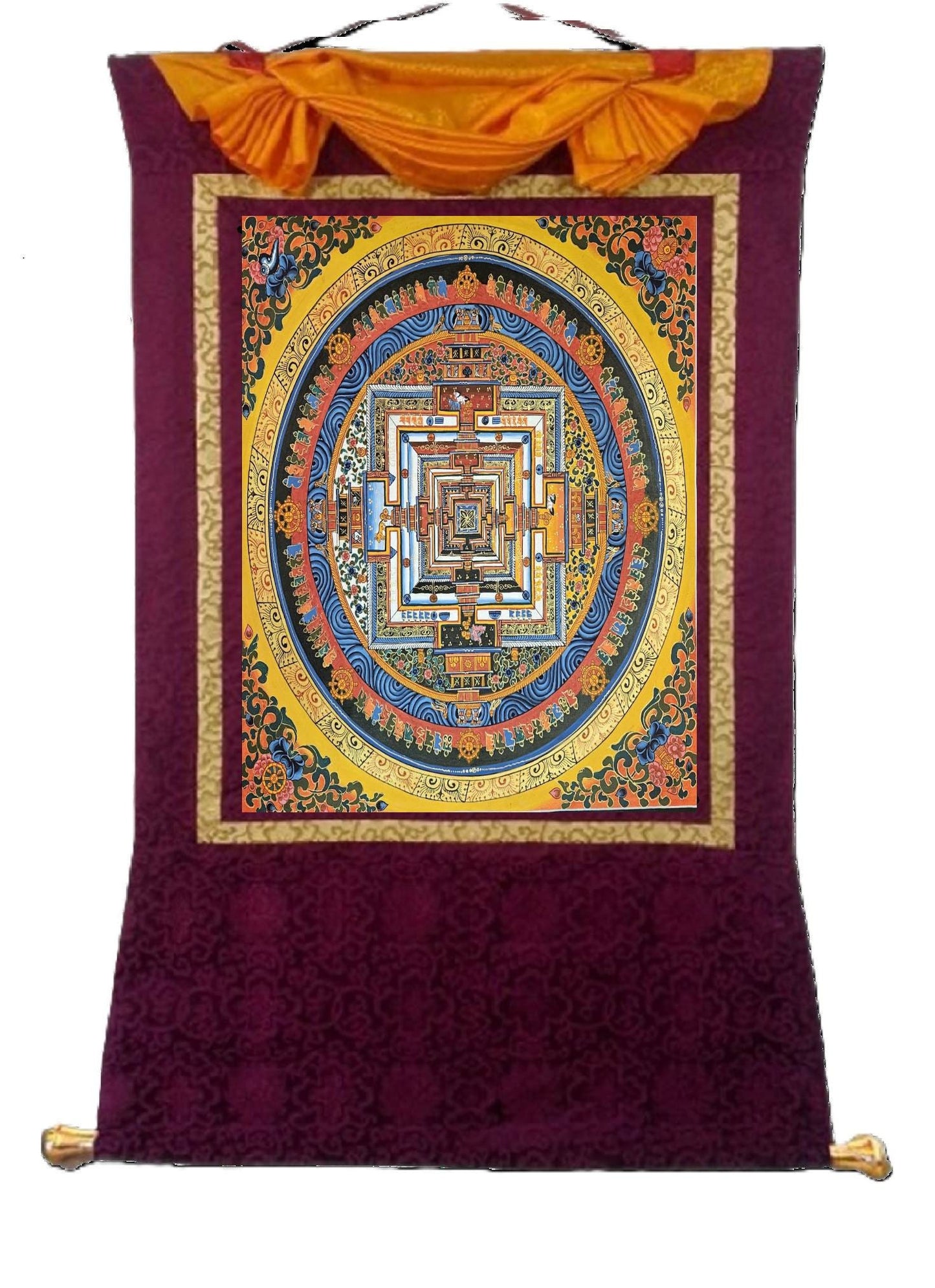 345. Kalachakra Mandala Thangka (Thanka). Free Brocade / Free Shipping.