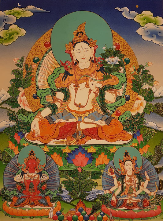 149. White Tara Thangka (Thanka). Free Brocade / Free Shipping.