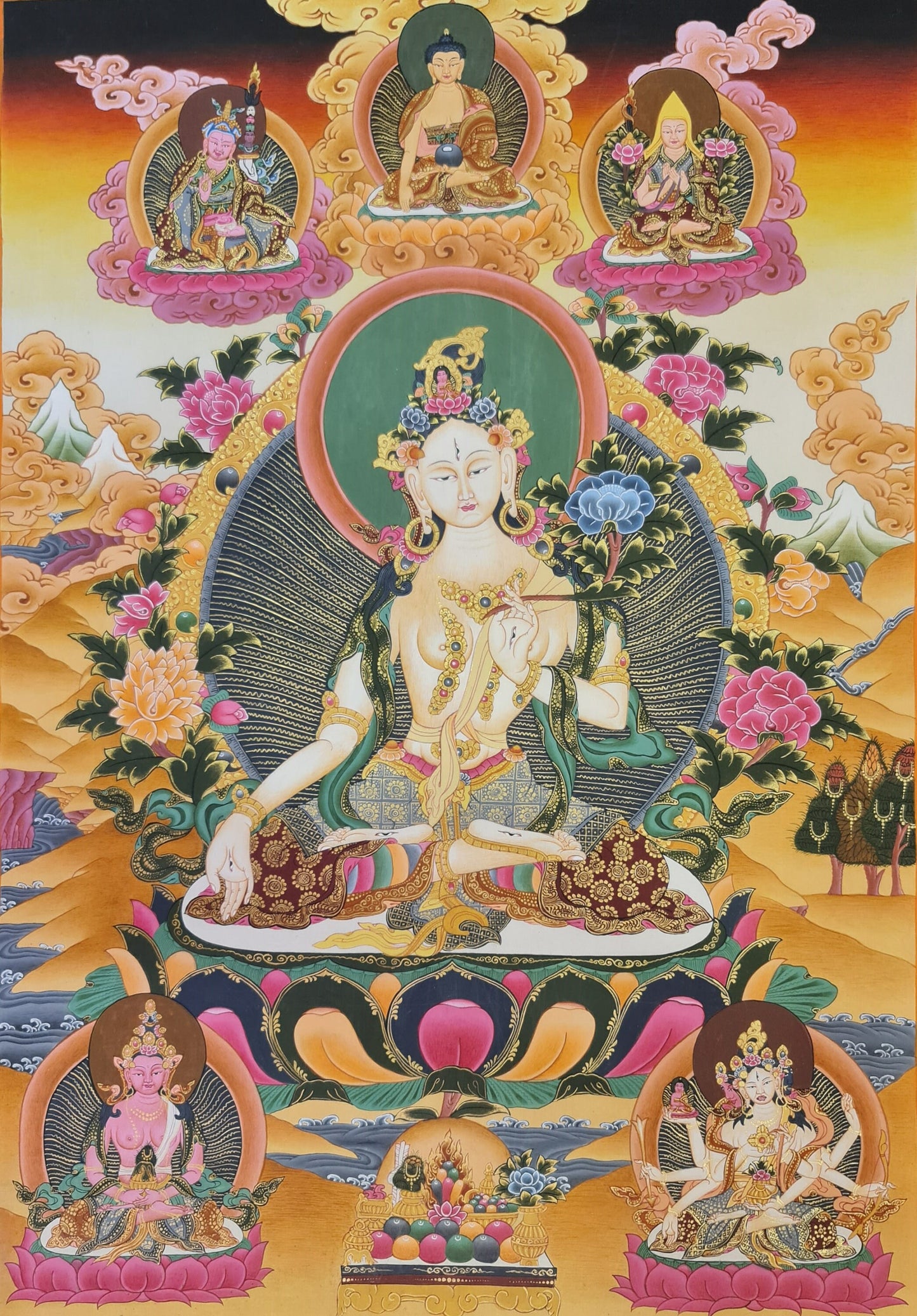 178. White Tara Thangka (Thanka). Free Brocade / Free Shipping.