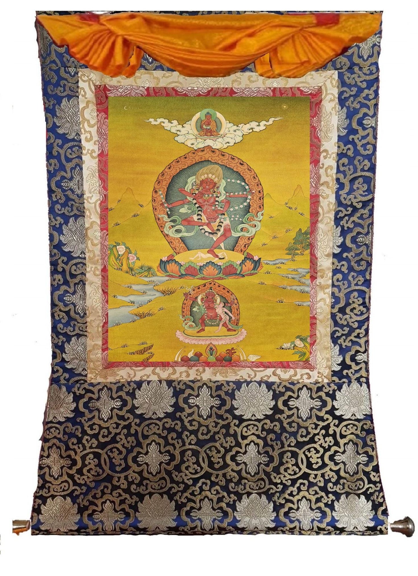 389. 20 Year Old Karma Gadri Style Kurukulla Thangka (Thanka). Free Brocade / Free Shipping.