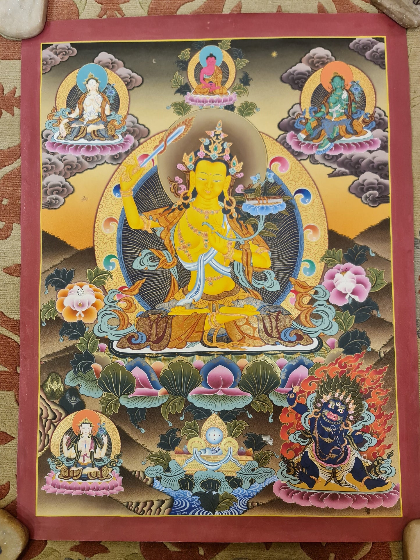 82. Manjushree (Manjushri) Thangka (Thanka). Free Brocade / Free Shipping.