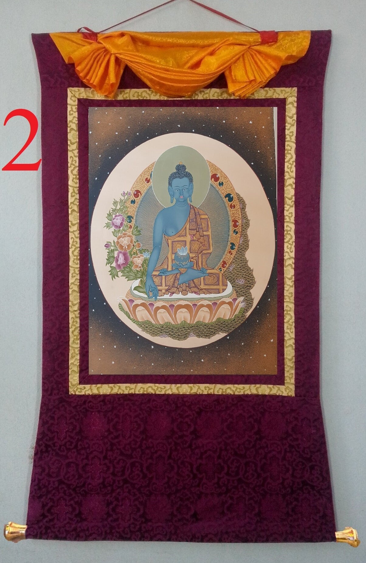 84. Medicine Buddha Thanka (Thangka). Free Brocade / Free Shipping.