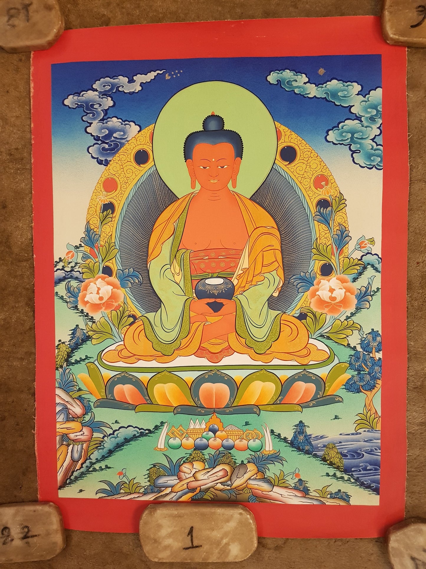 25. Amitabha Buddha Thangka (Thanka). Free Brocade / Free Shipping.