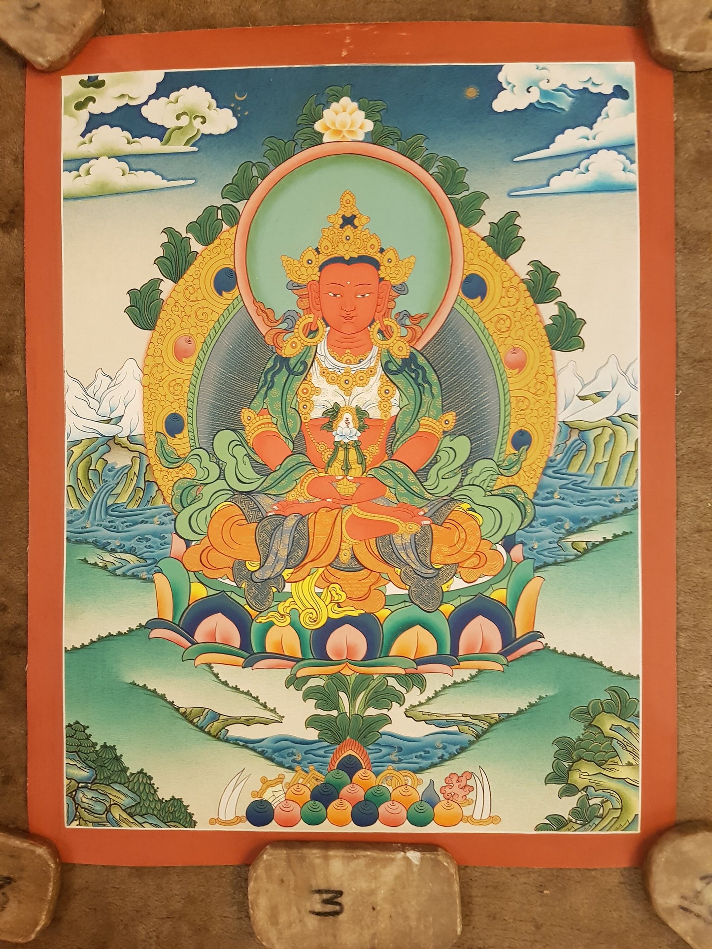 32. Amitayus Thangka (Thanka). Free Brocade / Free Shipping.