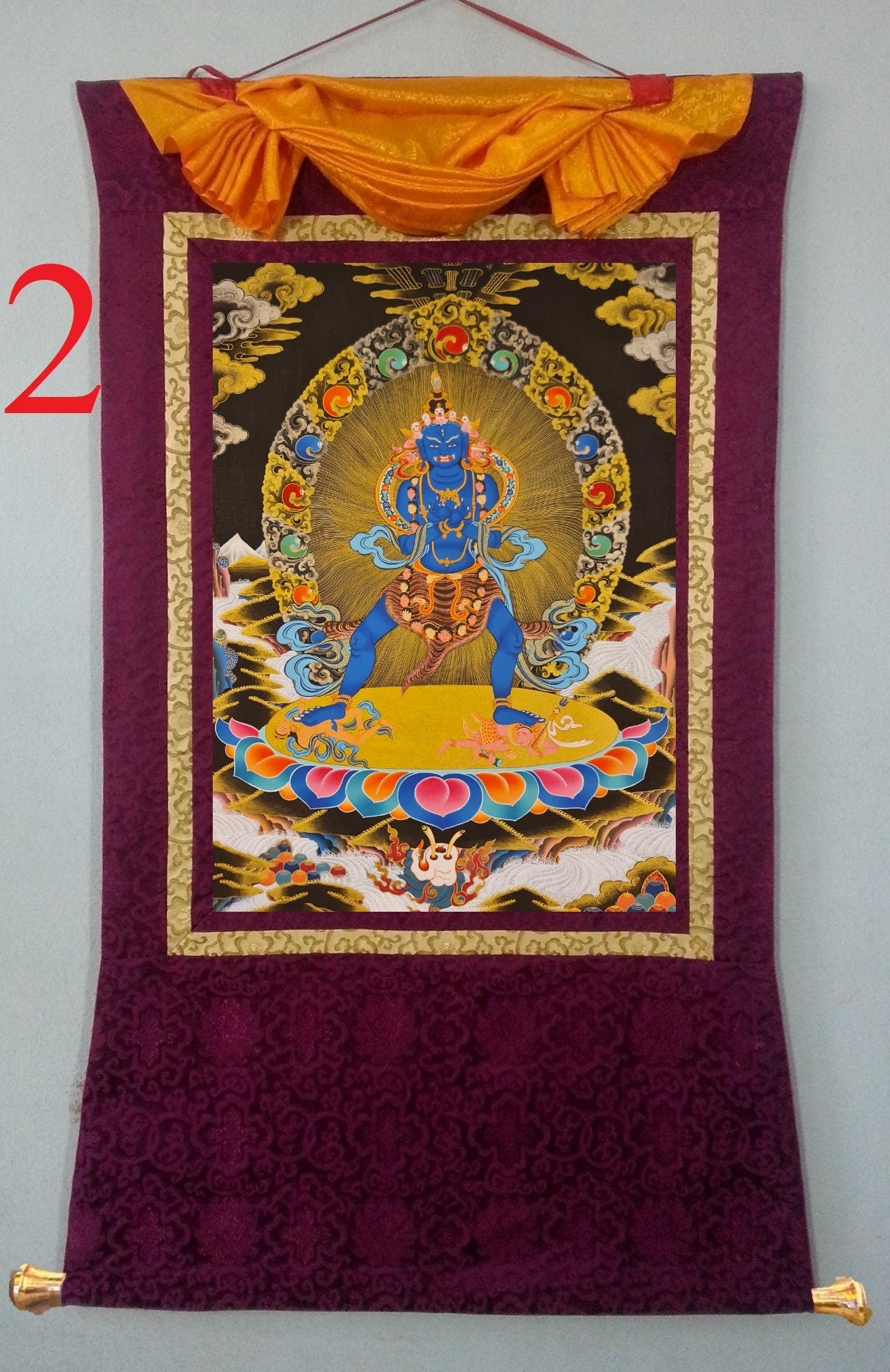 289. Two-Armed Heruka Chakrasamvara Thangka (Thanka). Free Brocade / Free Shipping.