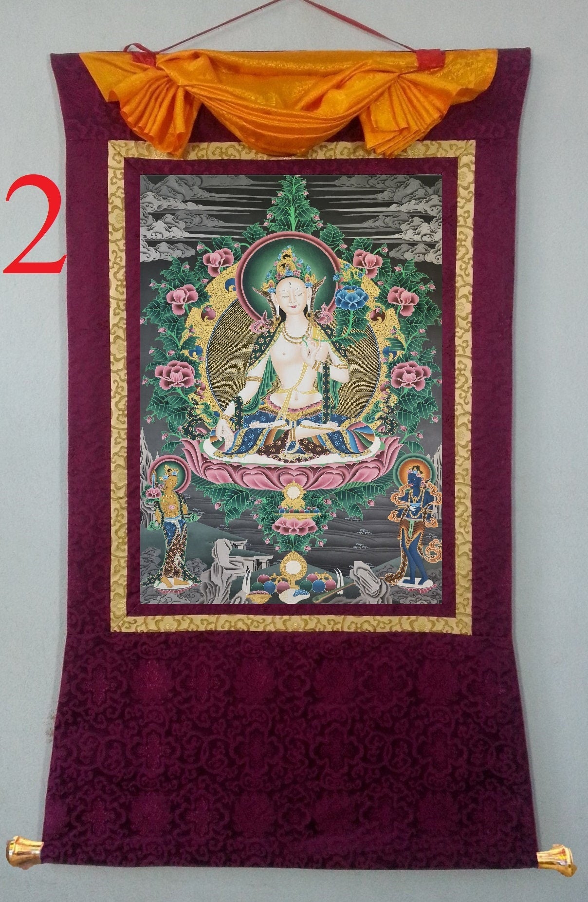 206. White Tara Thangka (Thanka). Free Brocade / Free Shipping.