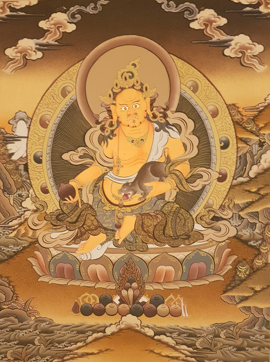 158. Jambhala or Zambhala Thangka (Thanka). Free Brocade / Free Shipping.