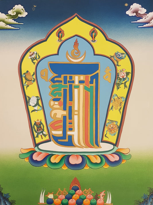 72. Kalachakra Alphabet Thangka (Thanka). Free Brocade / Free Shipping.