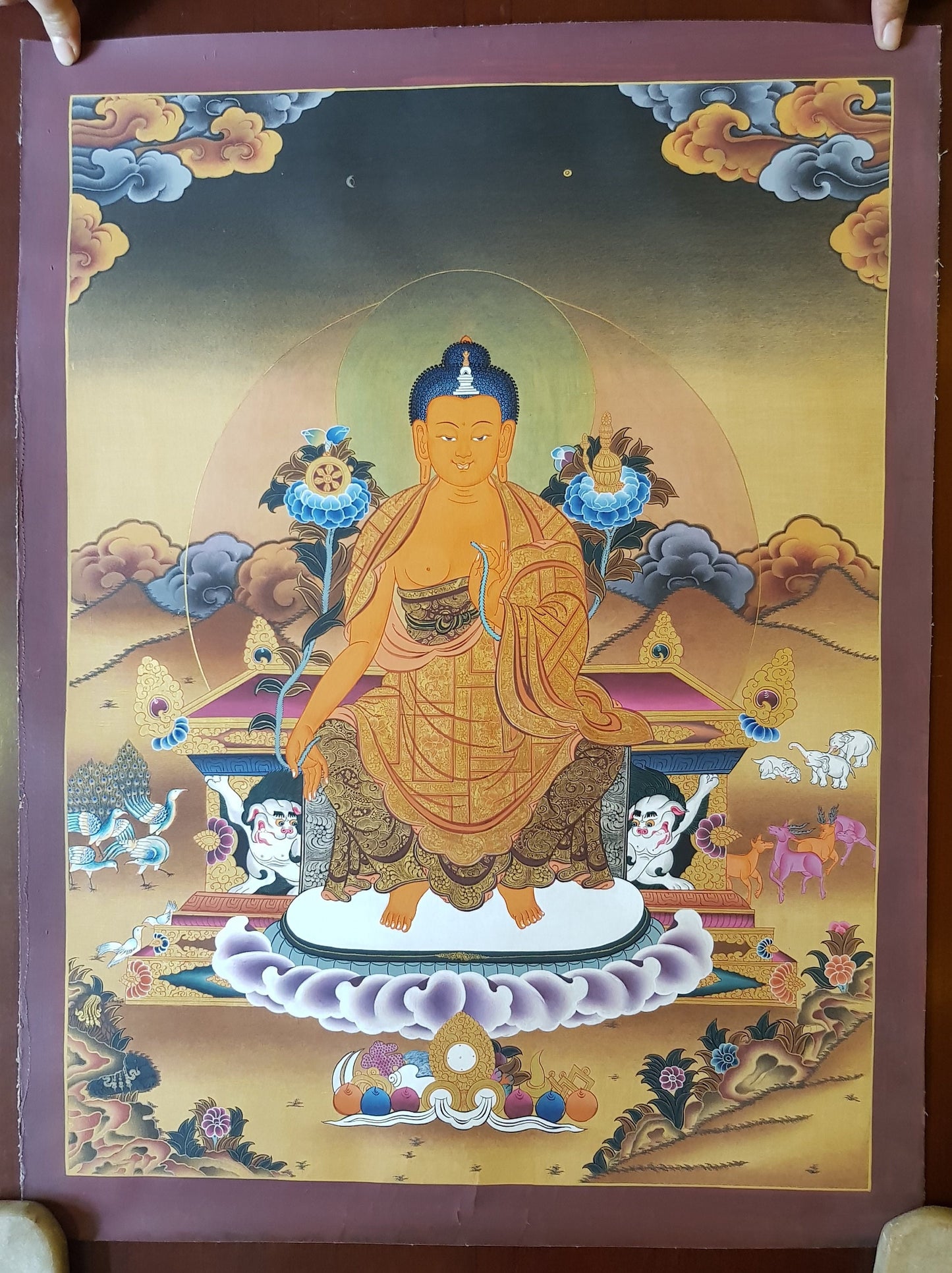 77. Maitreya (Metteyya) Buddha Thangka (Thanka). Free Brocade / Free Shipping.
