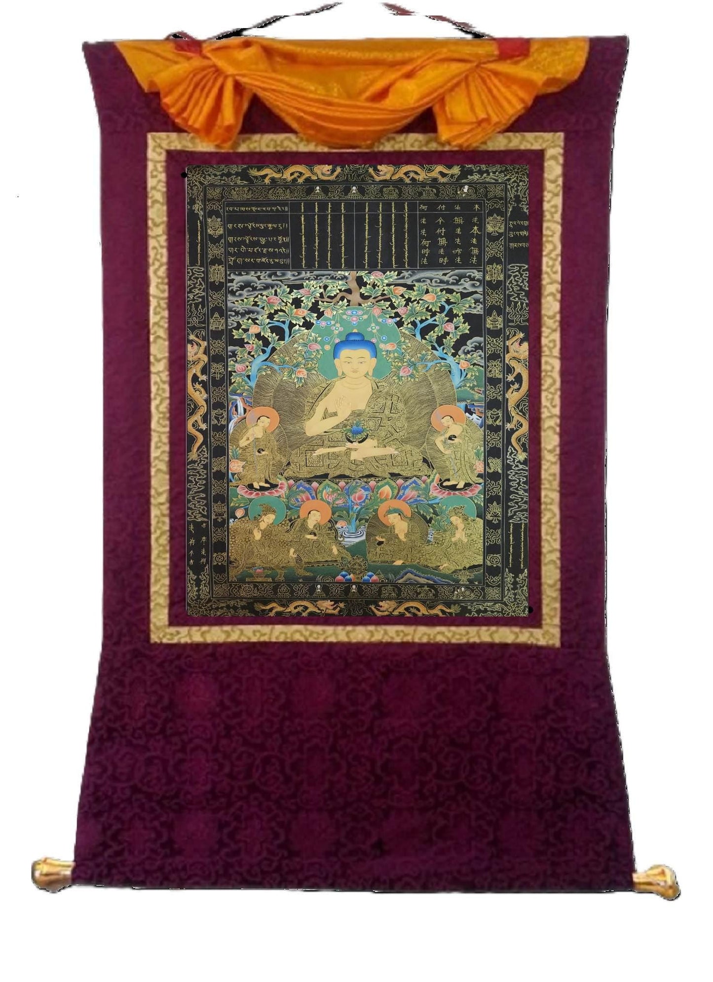 370. Buddha Kanakamuni Konagamana Kanakagamana Thangka (Thanka). Free Brocade / Free Shipping.