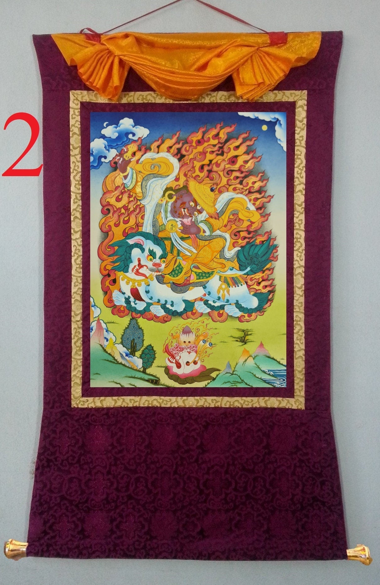 297. Damchan Dorje Legpa Thangka (Thanka). Free Brocade / Free Shipping.