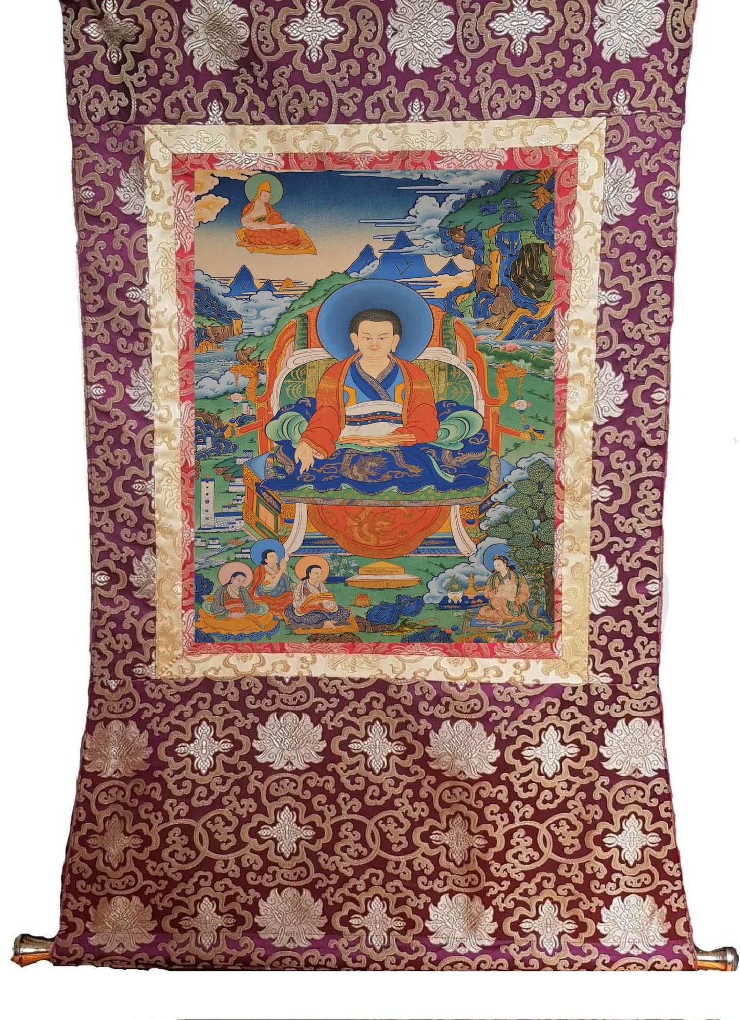 202. Marpa Lotsawa Thangka (Thanka).  Free Brocade / Free Shipping.