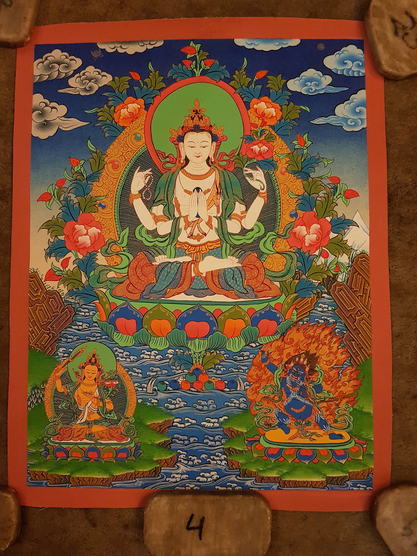 41. Chenrezig Thangka (Thanka). Free Brocade / Free Shipping.