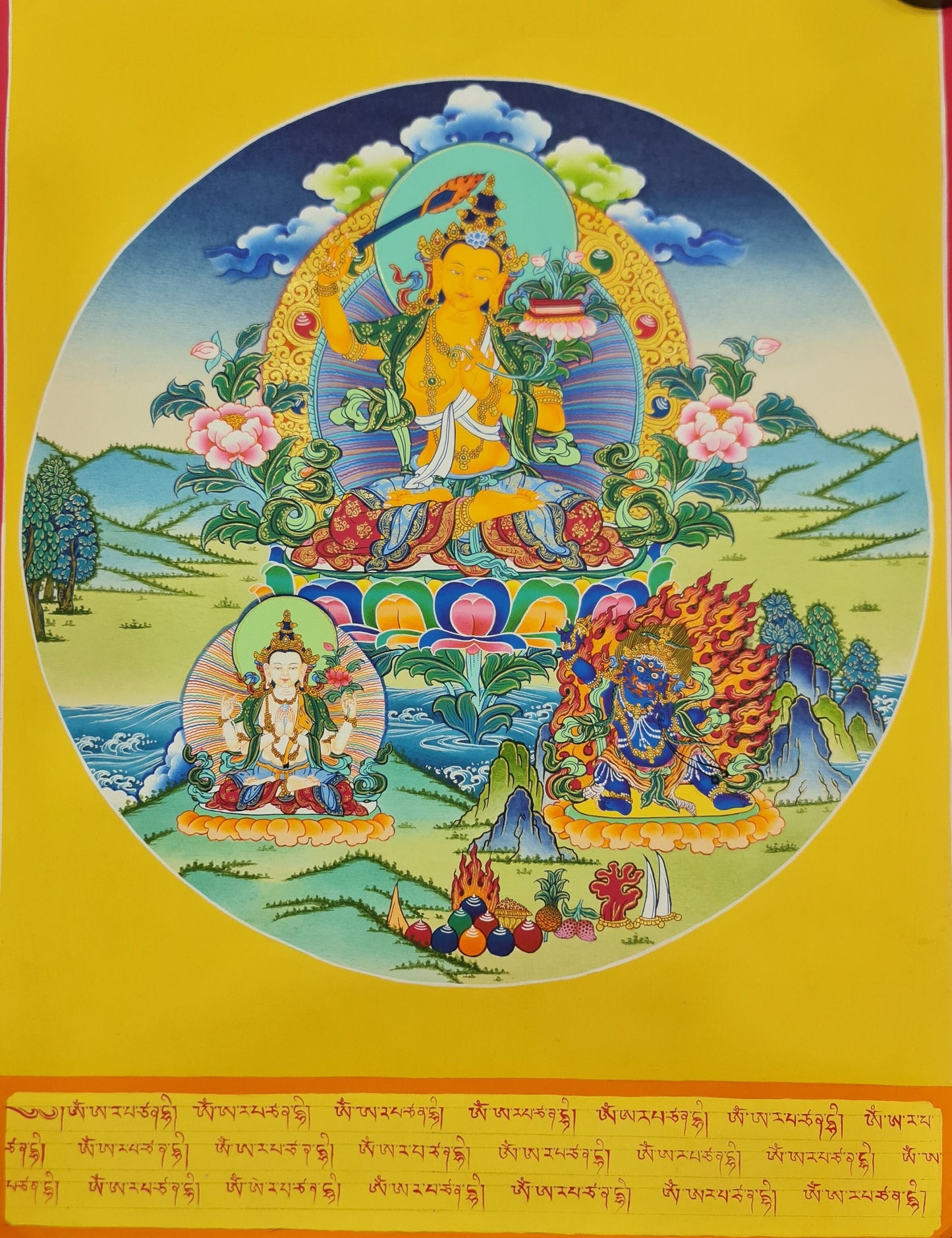 267. Manjushree (Manjushri) Thangka (Thanka). Free Brocade / Free Shipping.
