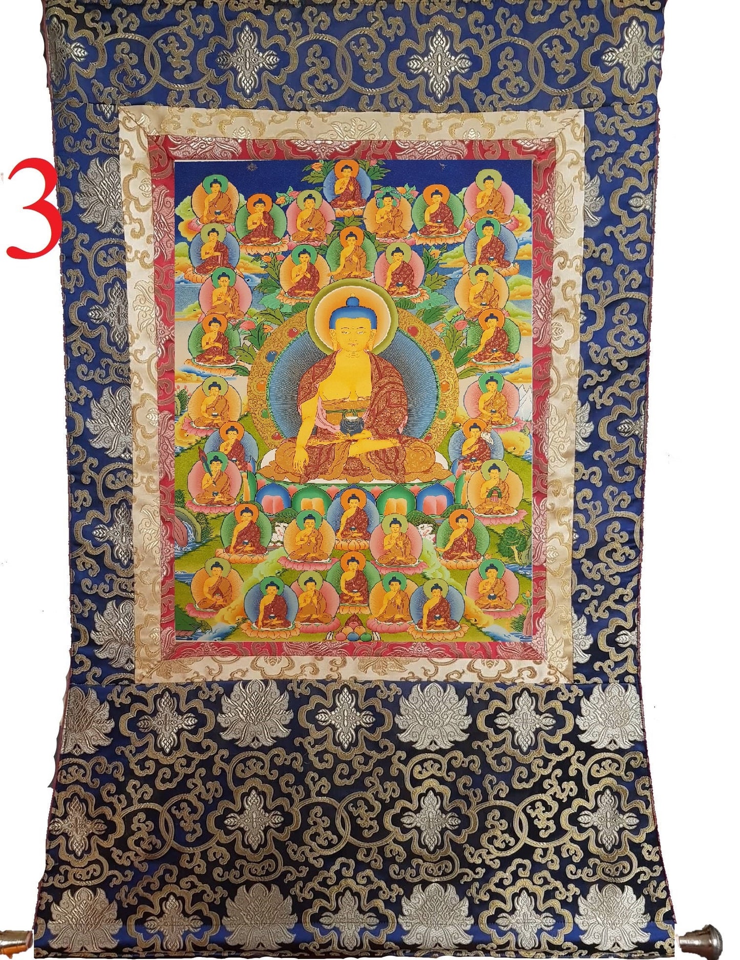 3. 35 Buddha Thangka (Thanka). Free Brocade / Free Shipping.