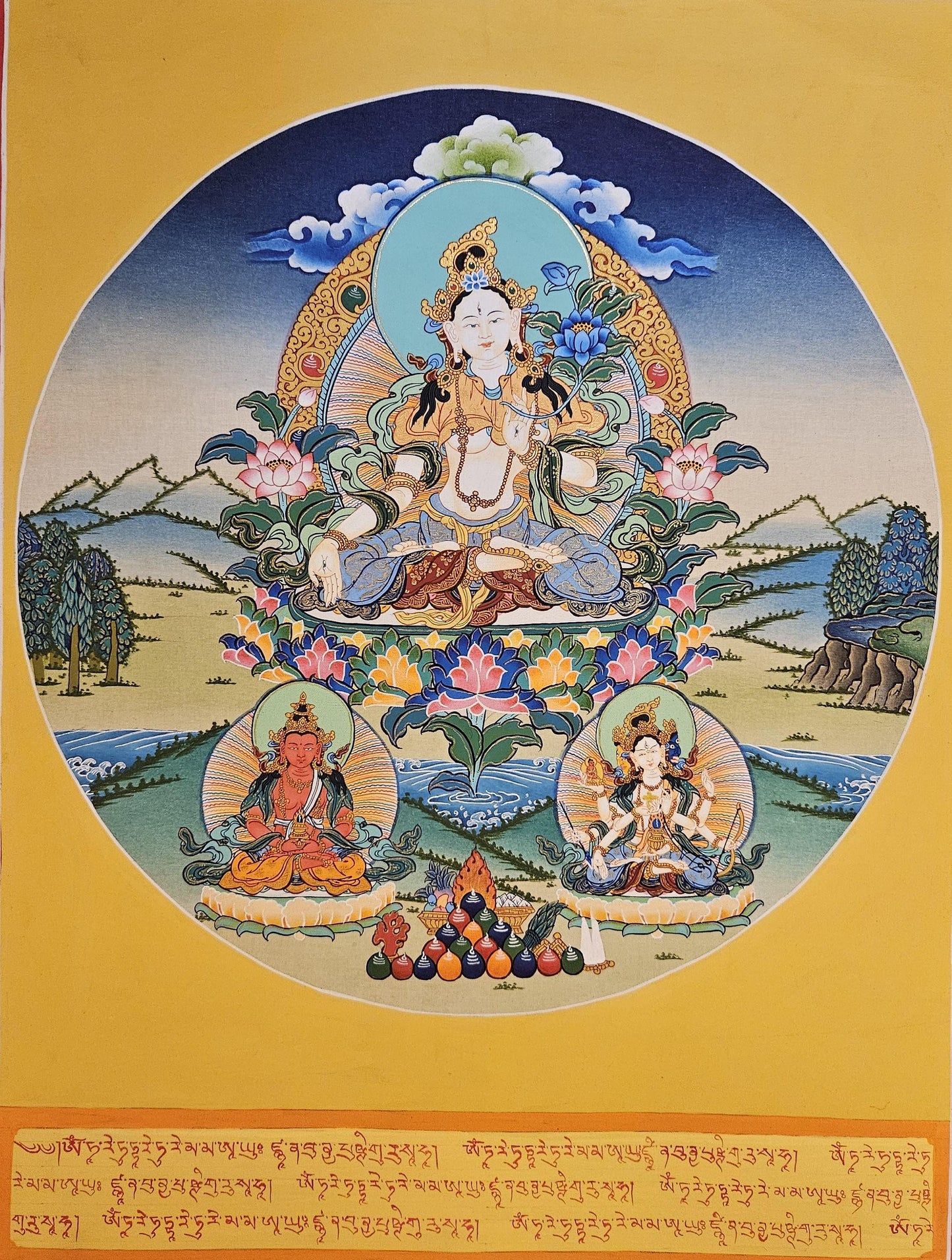 151. White Tara Thangka (Thanka). Free Brocade / Free Shipping.