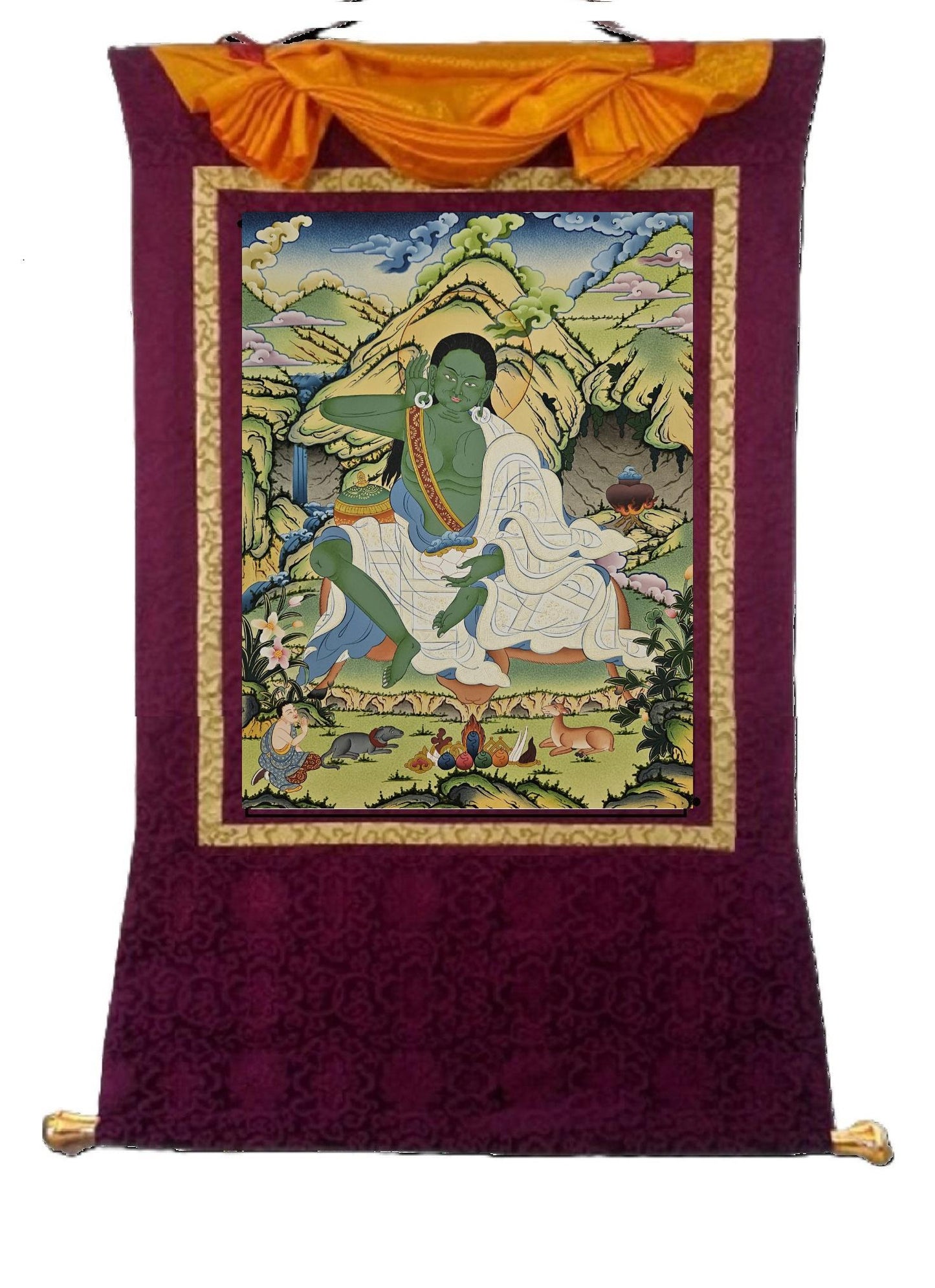 398. Milarepa Thangka (Thanka). Free Brocade / Free Shipping.