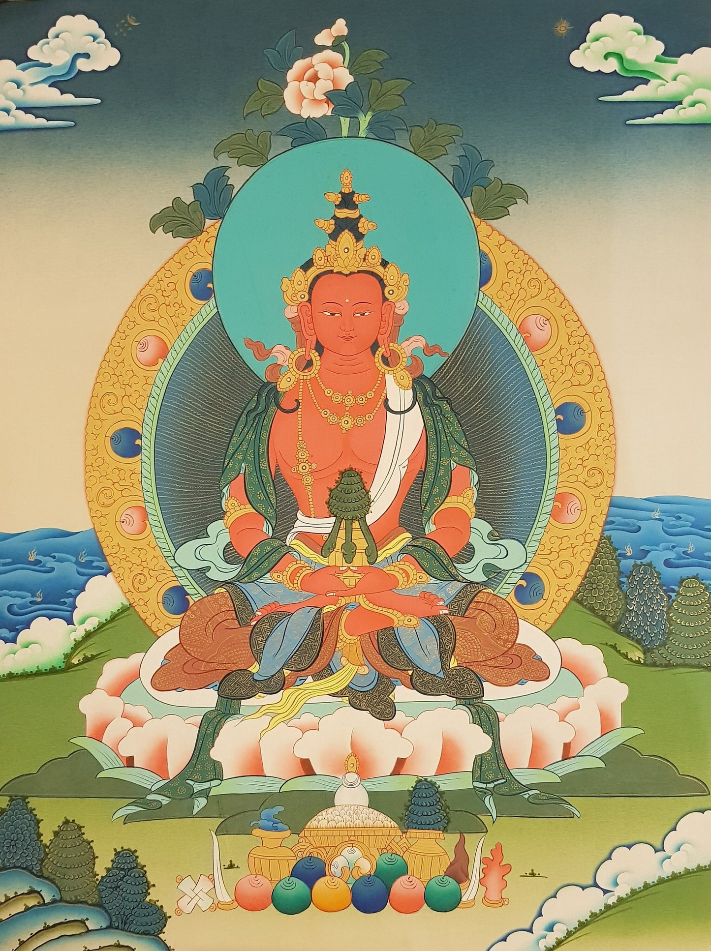 30. Amitayus Thangka (Thanka). Free Brocade / Free Shipping.
