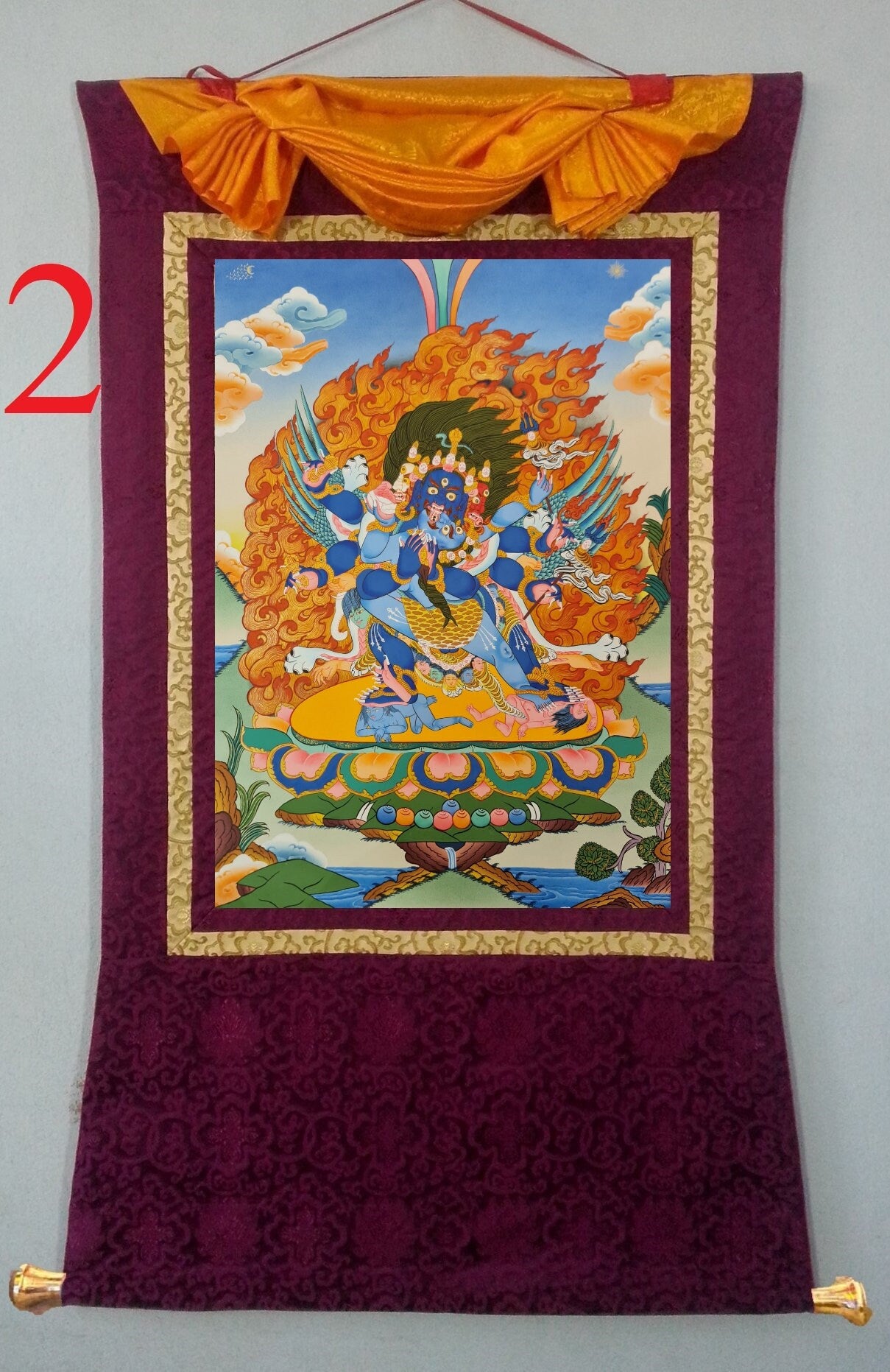131. Vajra Kilaya (Dorje Phurba) Thanka (Thangka). Free Brocade / Free Shipping.