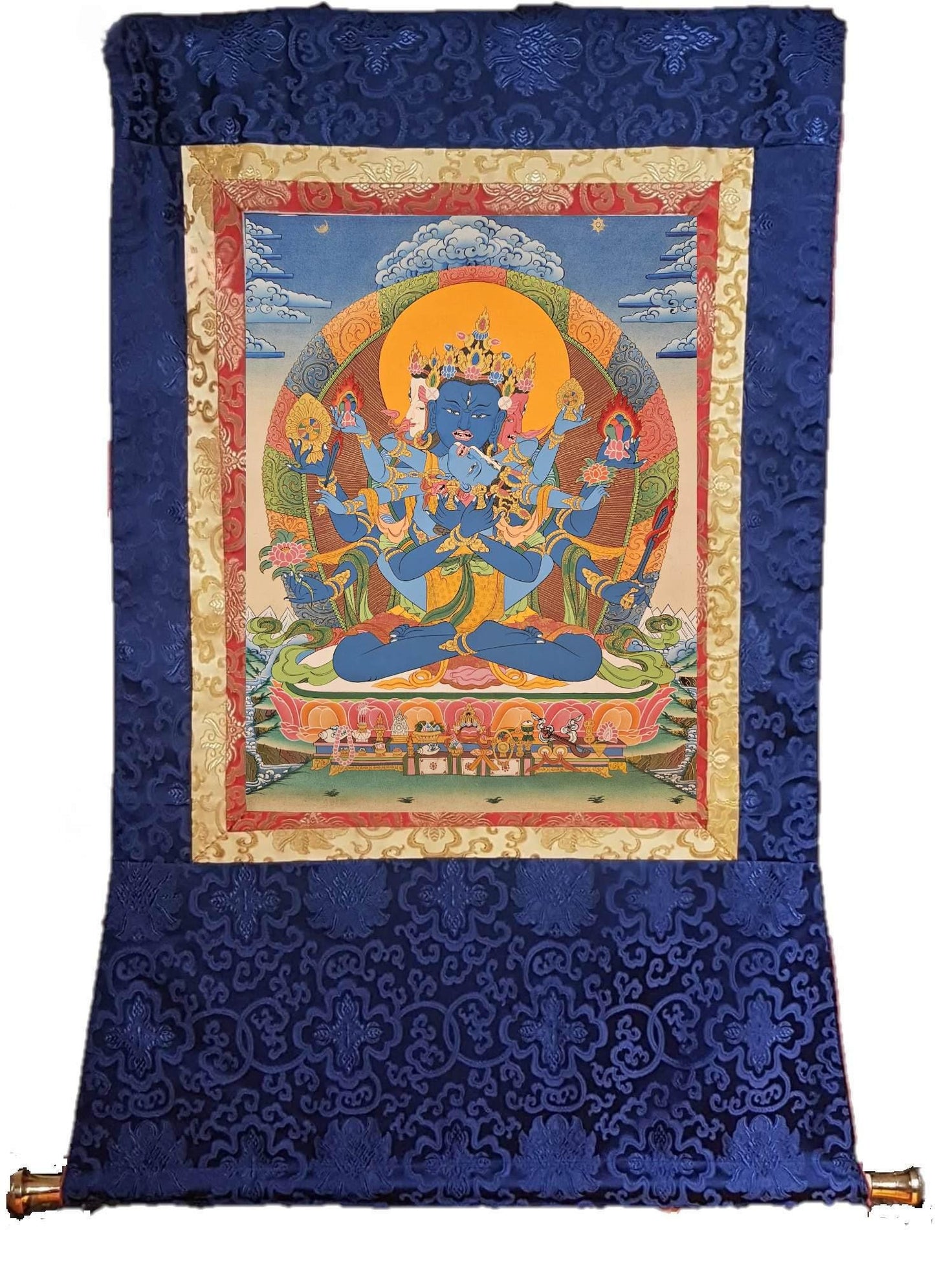 59. Akshobhyavajra Guhyasamaja Thangka (Thanka). Free Brocade / Free Shipping.