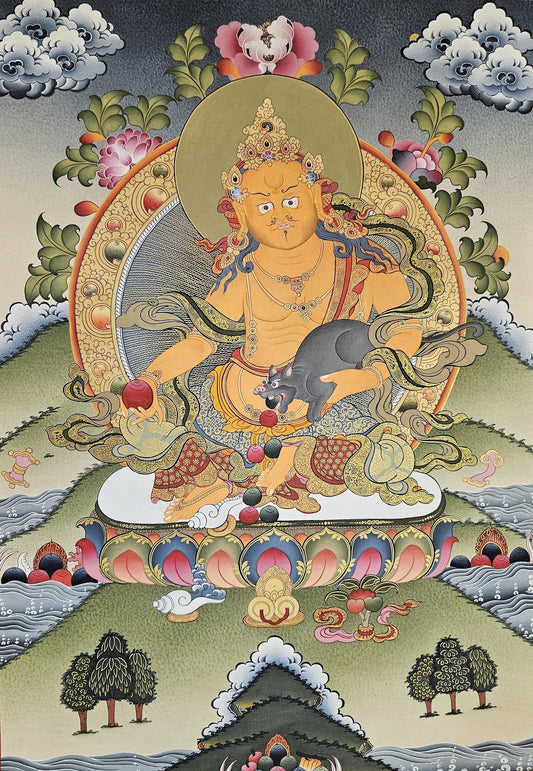 329. Jambhala or Zambhala Thangka (Thanka). Free Brocade / Free Shipping.