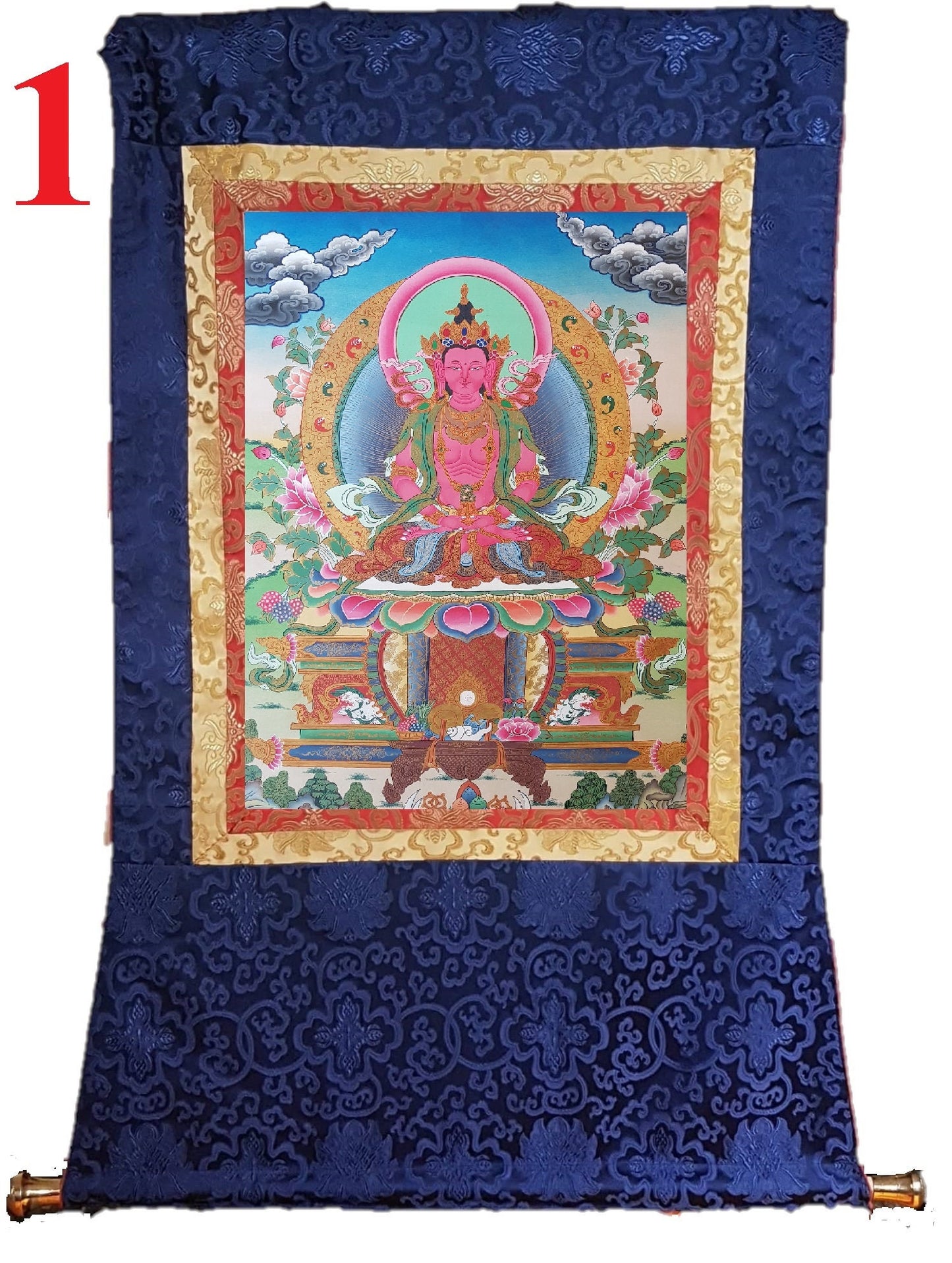 6. Amitayus Thangka (Thanka). Free Brocade / Free Shipping.