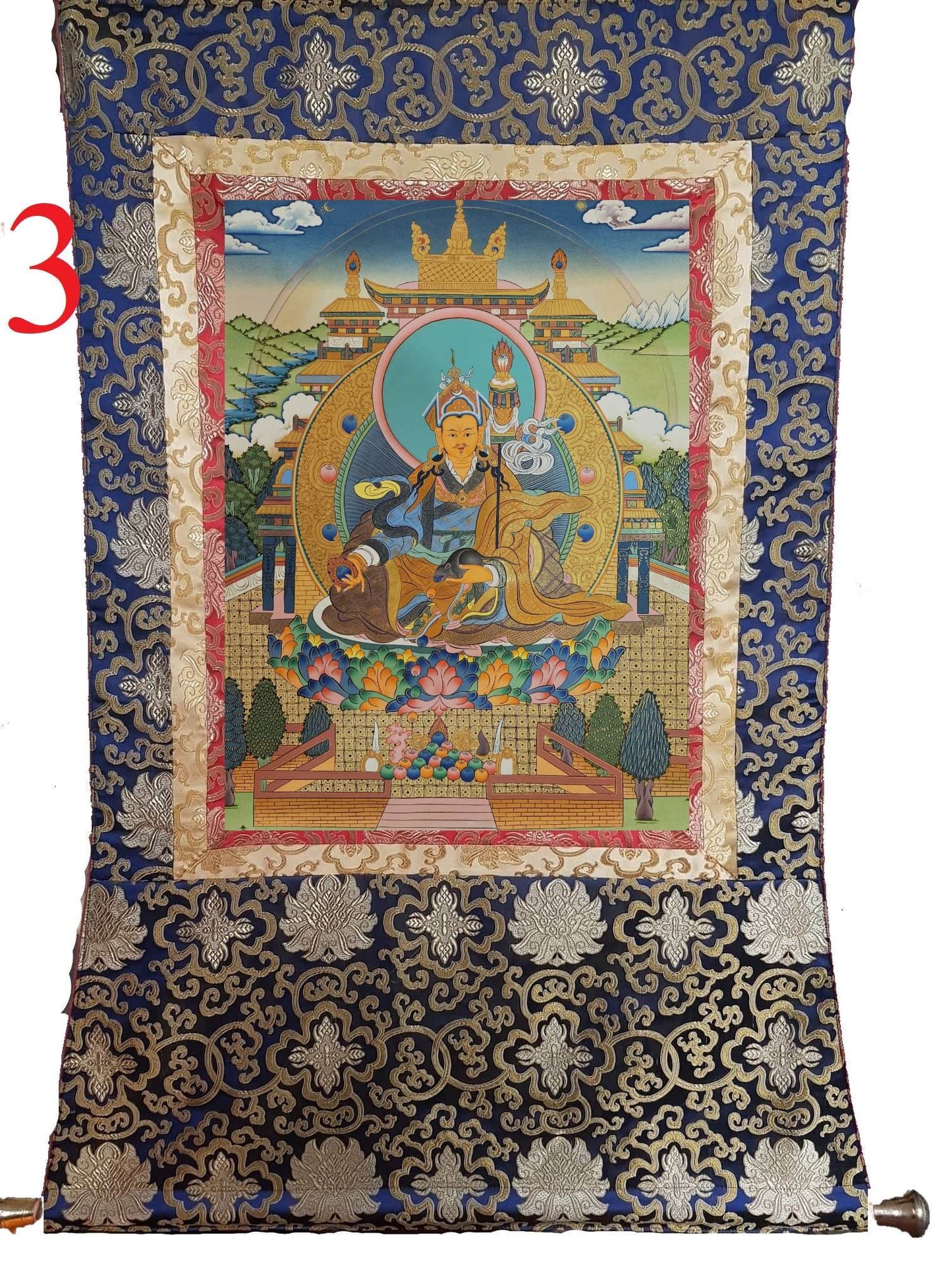 70. Khandro Norlha (Guru Jambhala) Thangka (Thanka). Free Brocade / Free Shipping.