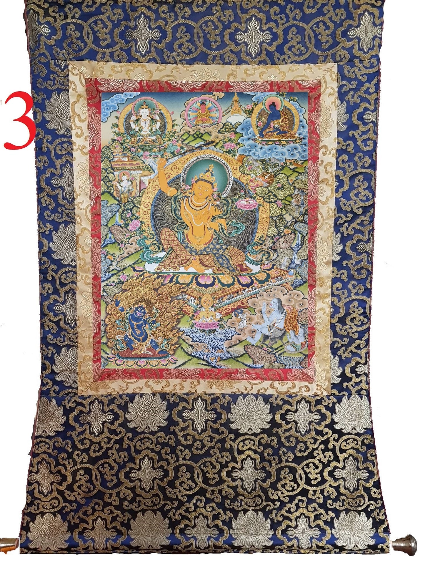192. Manjushree (Manjushri) Thangka (Thanka). Free Brocade / Free Shipping.