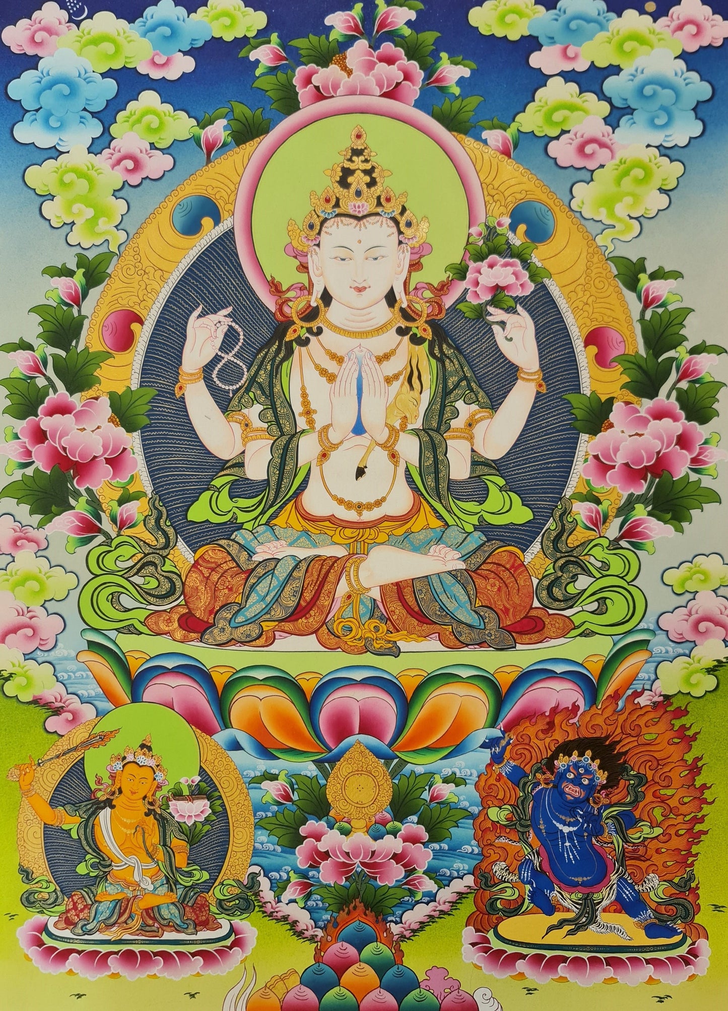 31. Chenrezig Thangka (Thanka). Free Brocade / Free Shipping.