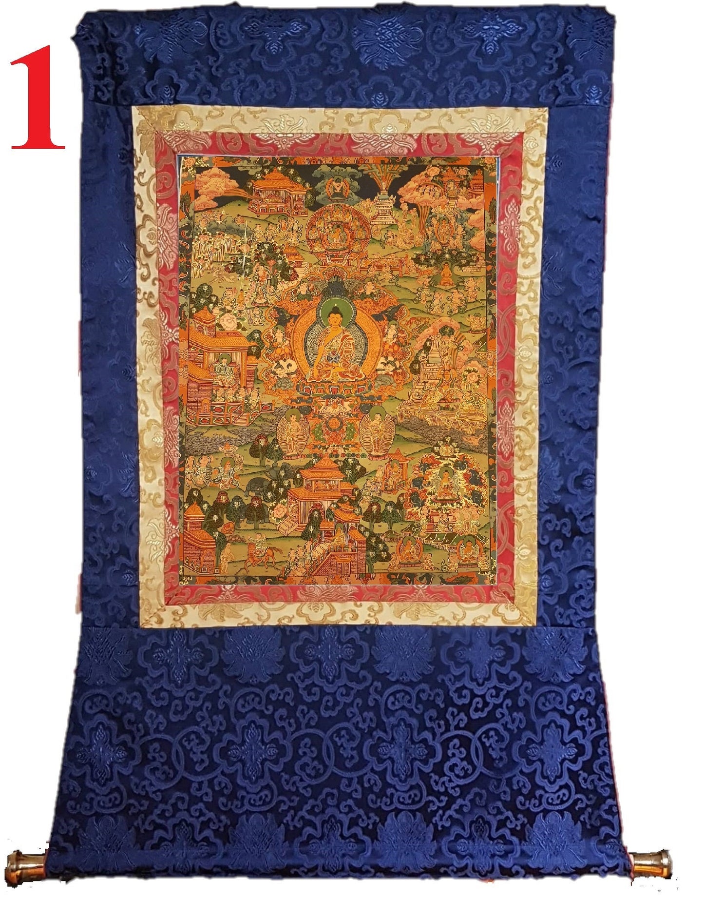 14. Buddha Life Story (Thanka) Thangka. Free Brocade / Free Shipping.