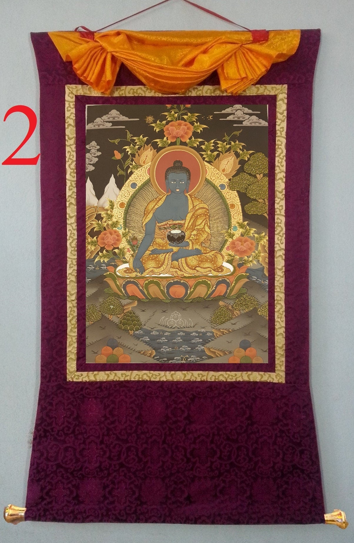 89. Medicine Buddha Thanka (Thangka). Free Brocade / Free Shipping.