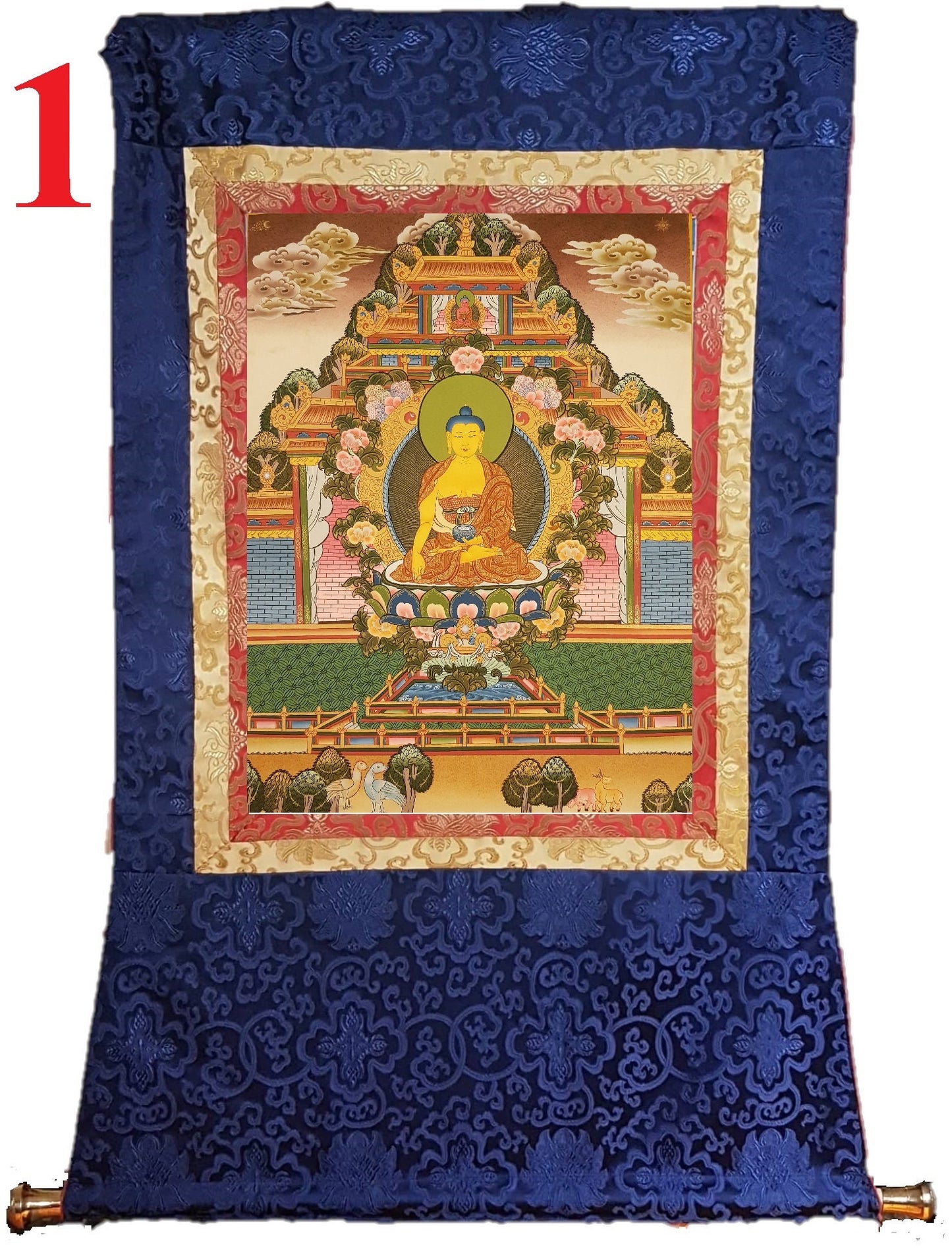 112. Shakyamuni Buddha Thangka (Thanka). Free Brocade / Free Shipping.