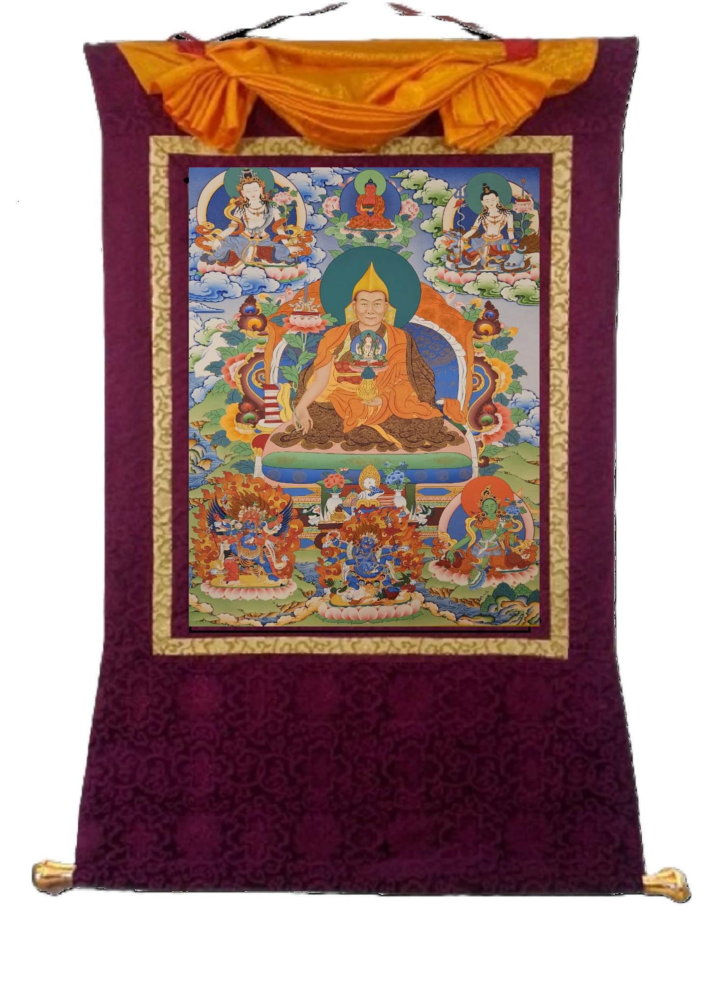 14th Dalai Lama Jetsun Jamphel Ngawang Lobsang Yeshe Tenzin Gyatso Gyalwa Rinpoche. Free Brocade / Free Shipping.