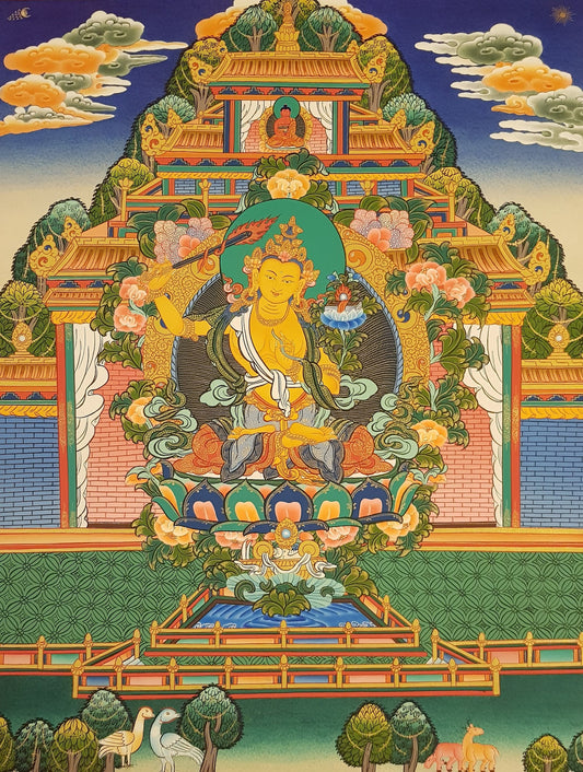 80. Manjushree (Manjushri) Thangka (Thanka). Free Brocade / Free Shipping.