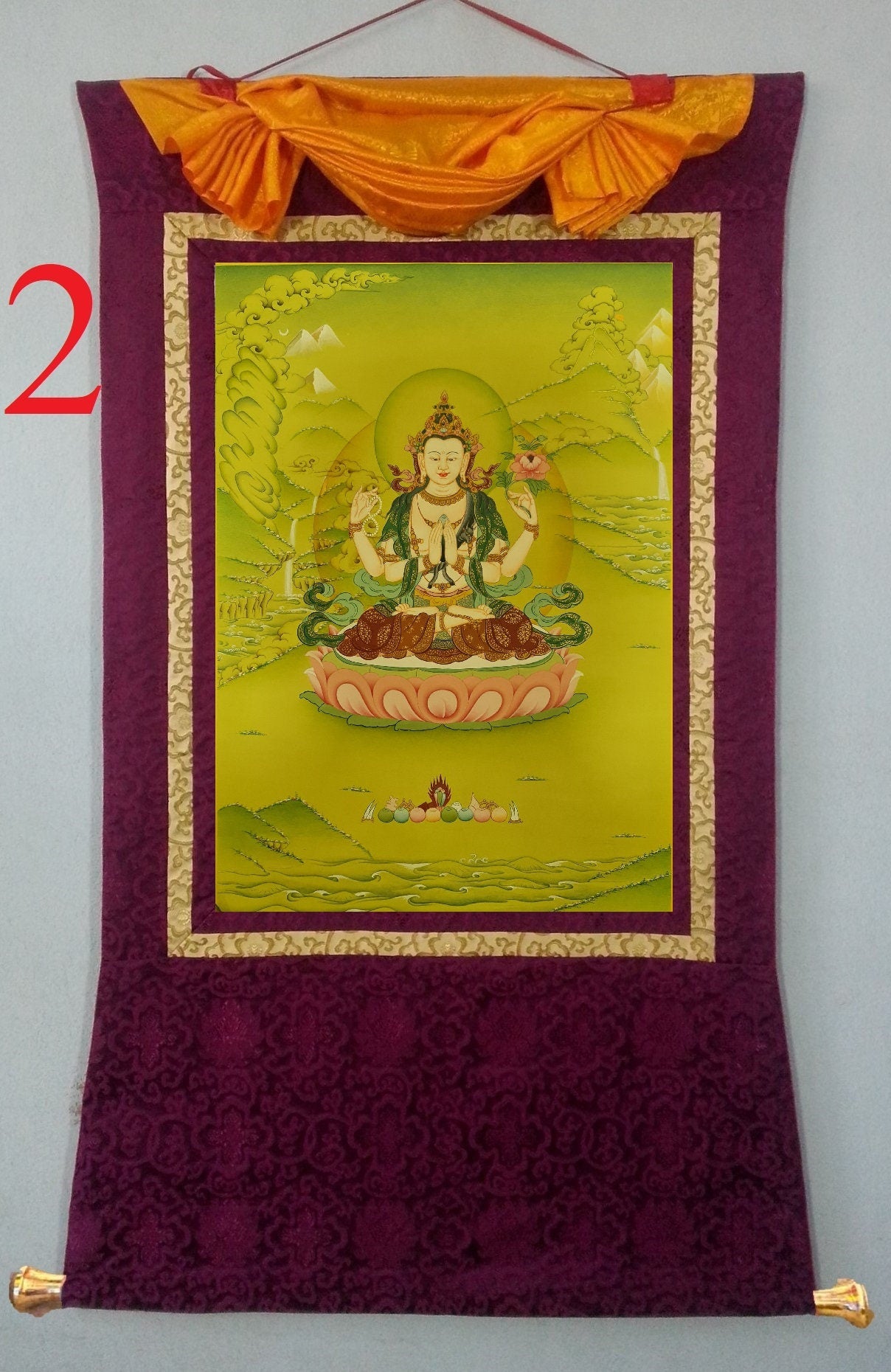 39. Chenrezig Thangka (Thanka). Free Brocade / Free Shipping.