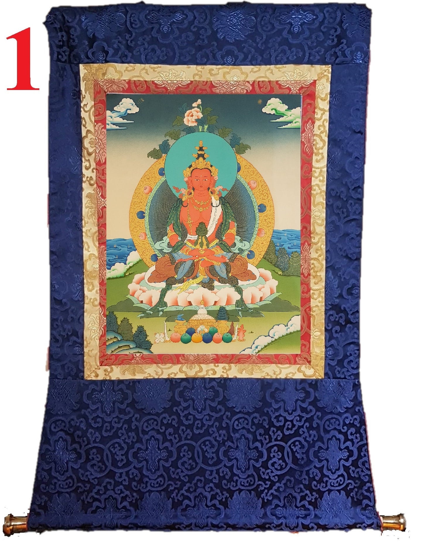 30. Amitayus Thangka (Thanka). Free Brocade / Free Shipping.