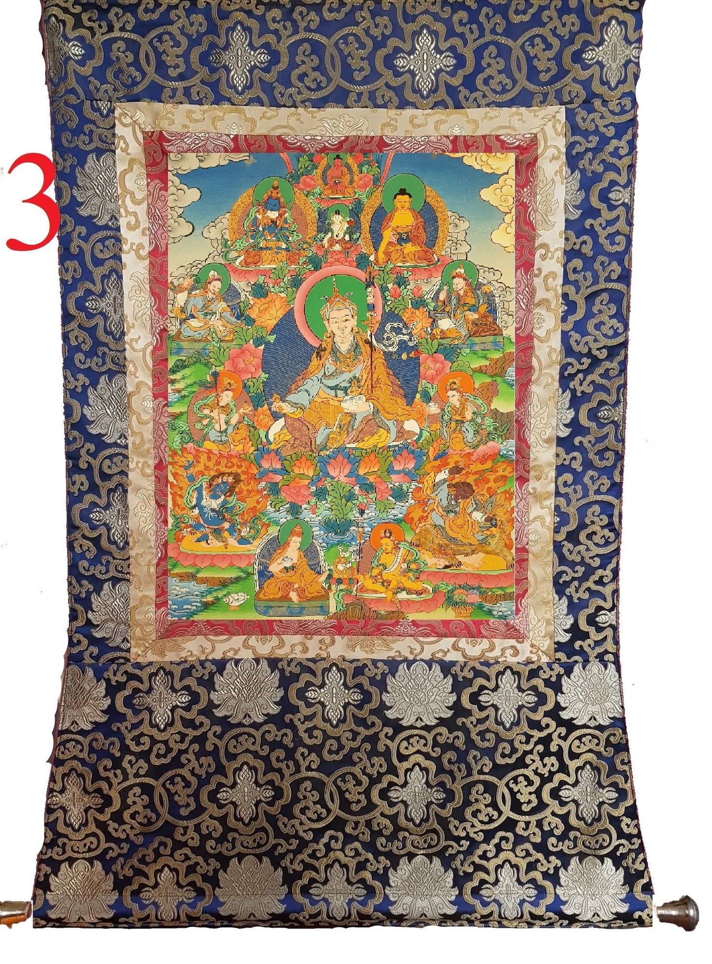 67. 8 Eight Guru Rinpoche Padmasambhava Tsen Gye Thanka (Thangka). Free Brocade / Free Shipping.
