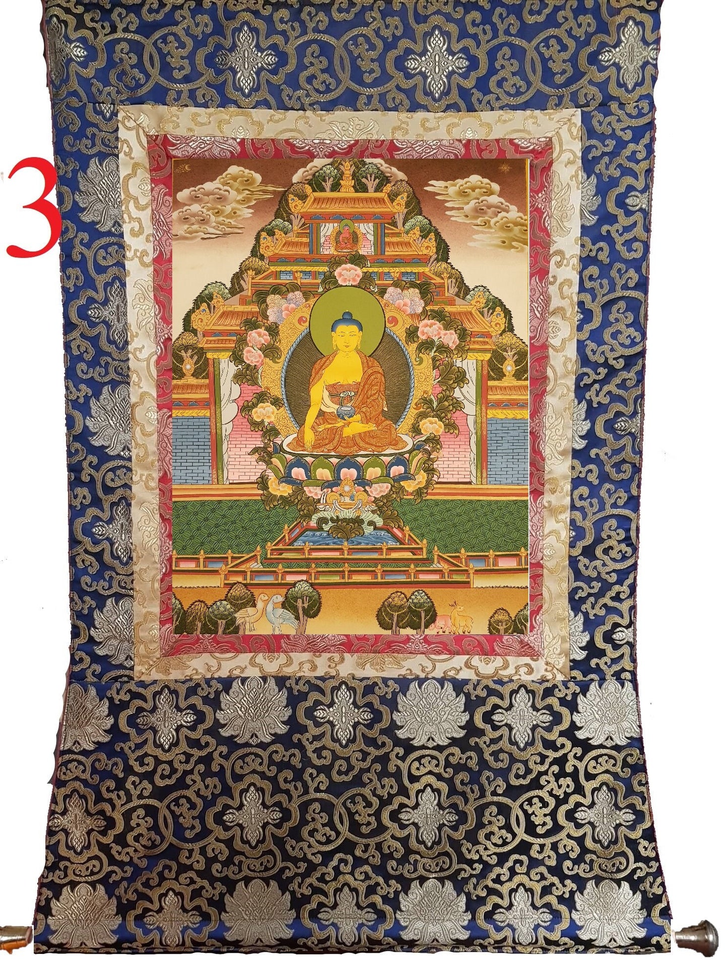 112. Shakyamuni Buddha Thangka (Thanka). Free Brocade / Free Shipping.