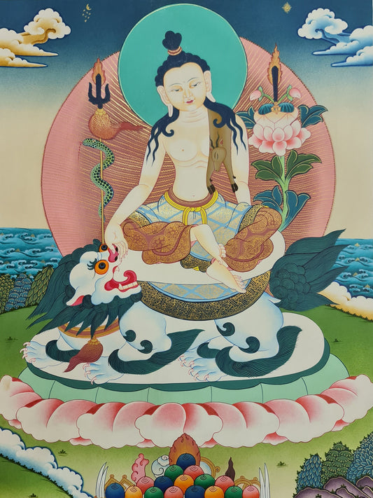 122. Simhanada Avalokiteshvara (Lokeshwor) Thangka (Thanka). Free Brocade / Free Shipping.