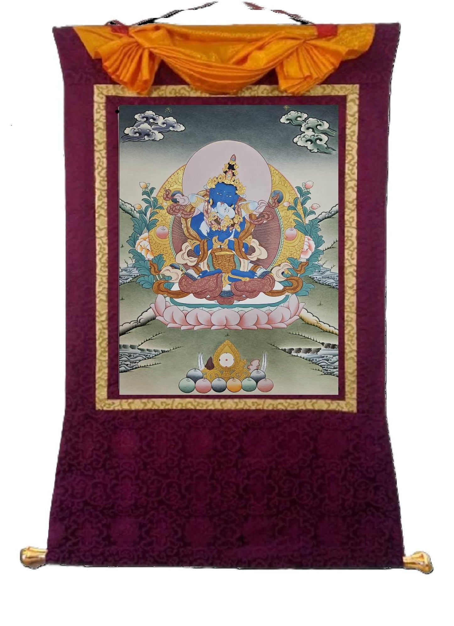 357. Dorje Chang Vajradhara Consort Thangka (Thanka). Free Brocade / Free Shipping.