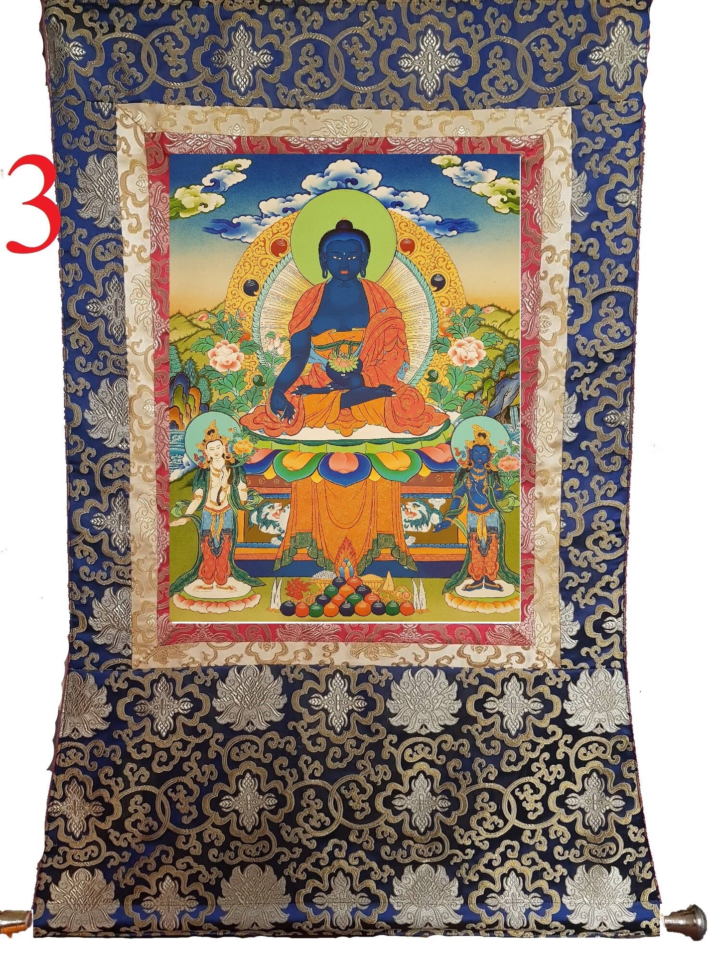 86. Medicine Buddha Thanka (Thangka). Free Brocade / Free Shipping.