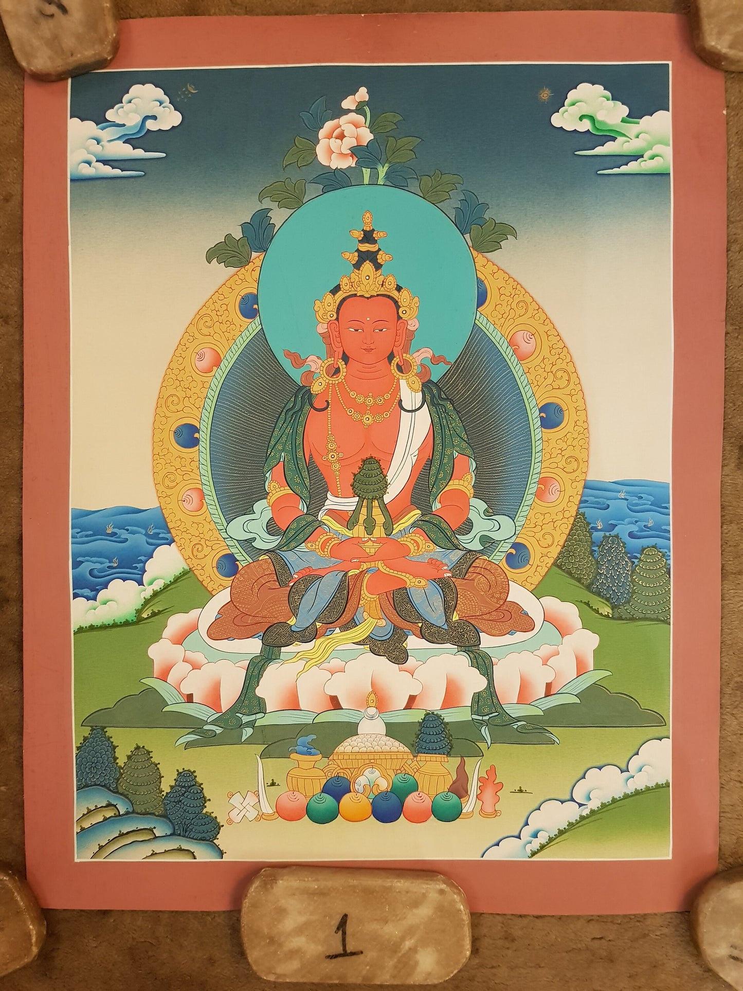 30. Amitayus Thangka (Thanka). Free Brocade / Free Shipping.