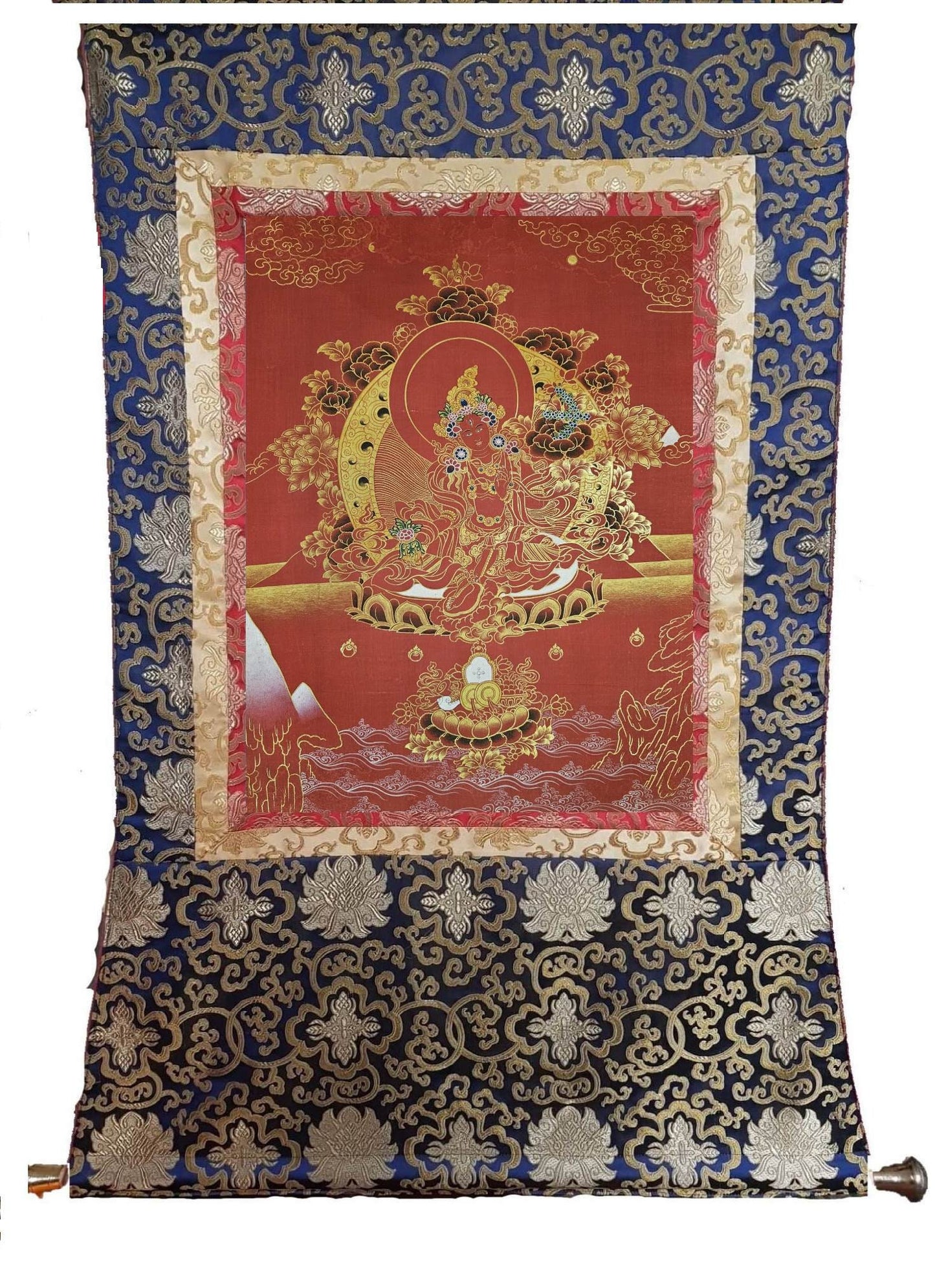 337. Red Tara Thangka (Thanka).  Free Brocade / Free Shipping.