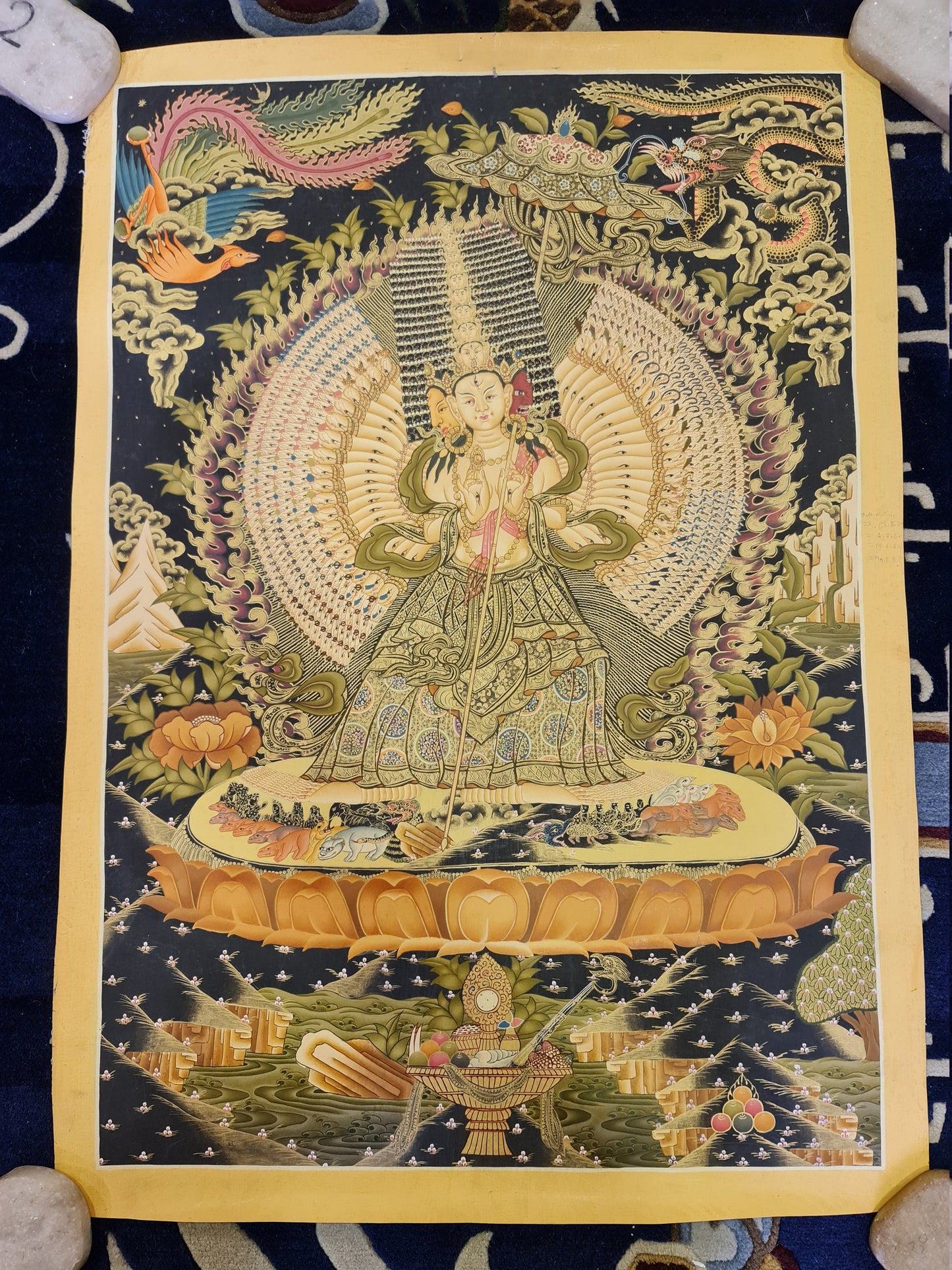 45. 1000 Arm Dhukkar (Dukkar) Thangka (Thanka). Free Brocade / Free Shipping.