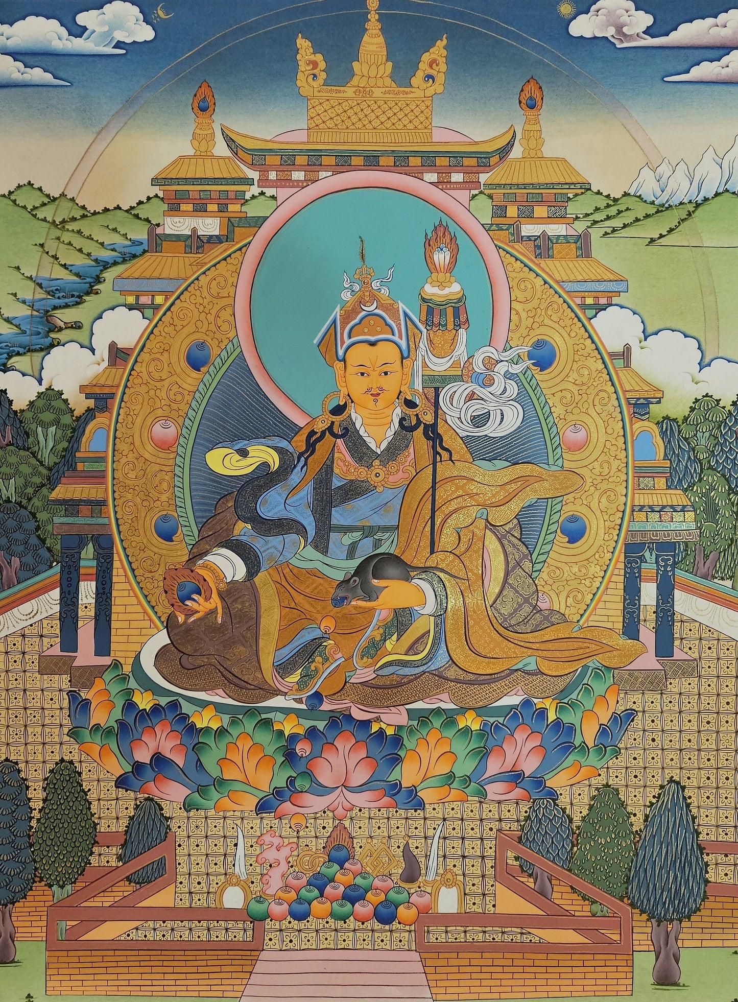 70. Khandro Norlha (Guru Jambhala) Thangka (Thanka). Free Brocade / Free Shipping.