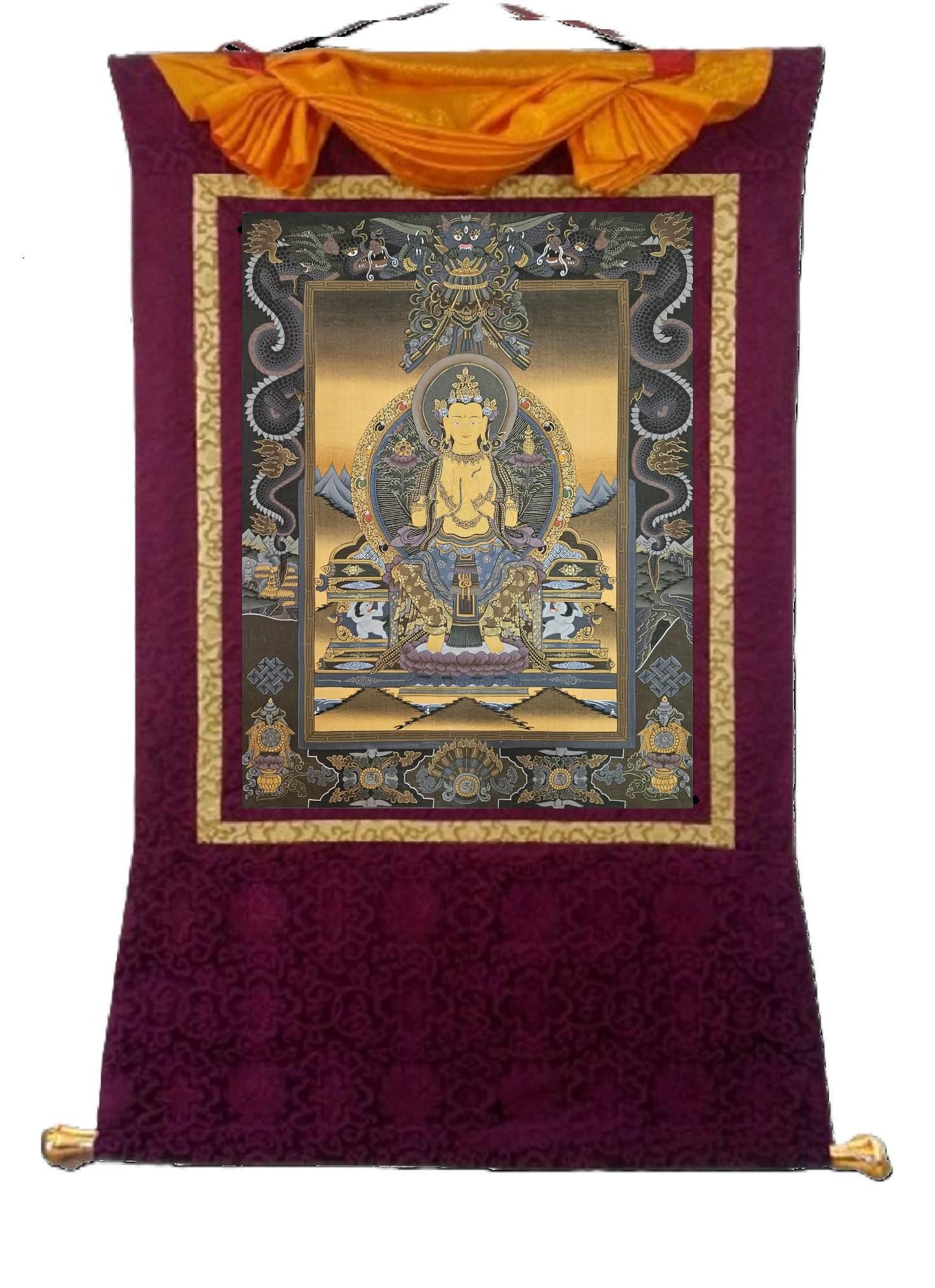 368. Maitreya (Metteyya) Buddha Thangka (Thanka). Free Brocade / Free Shipping.