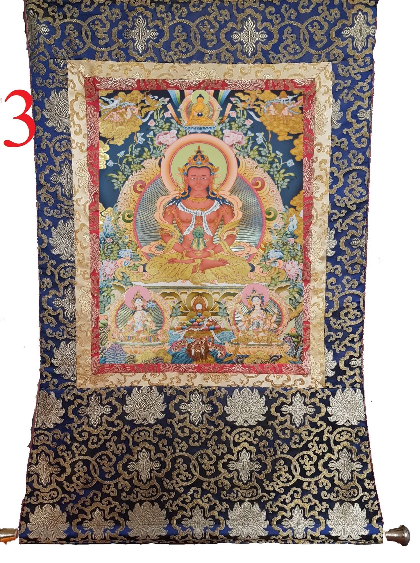 257. Amitayus Thangka (Thanka). Free Brocade / Free Shipping.