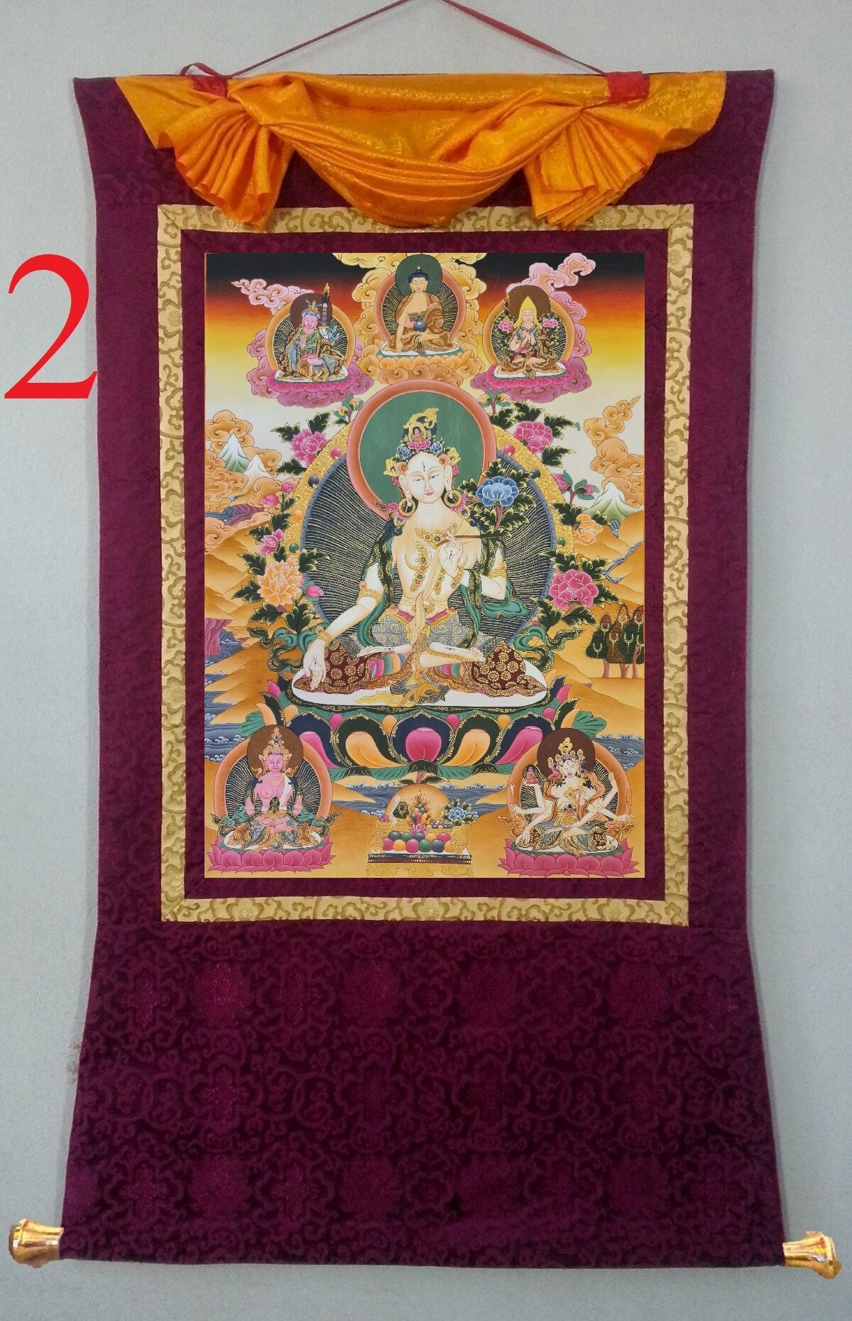 178. White Tara Thangka (Thanka). Free Brocade / Free Shipping.